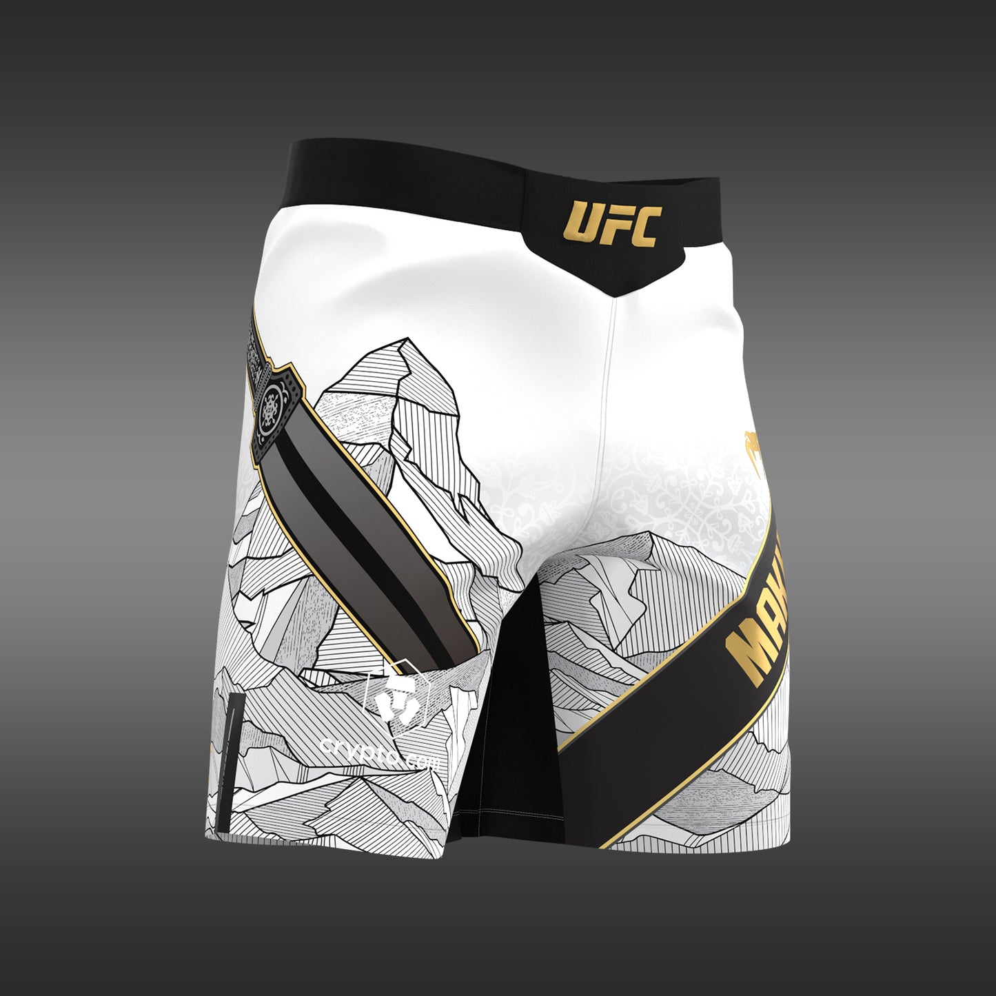 UFC Unrivaled by Venum Islam Makhachev Herren Fight Short für Männer - Weiß/Schwarz