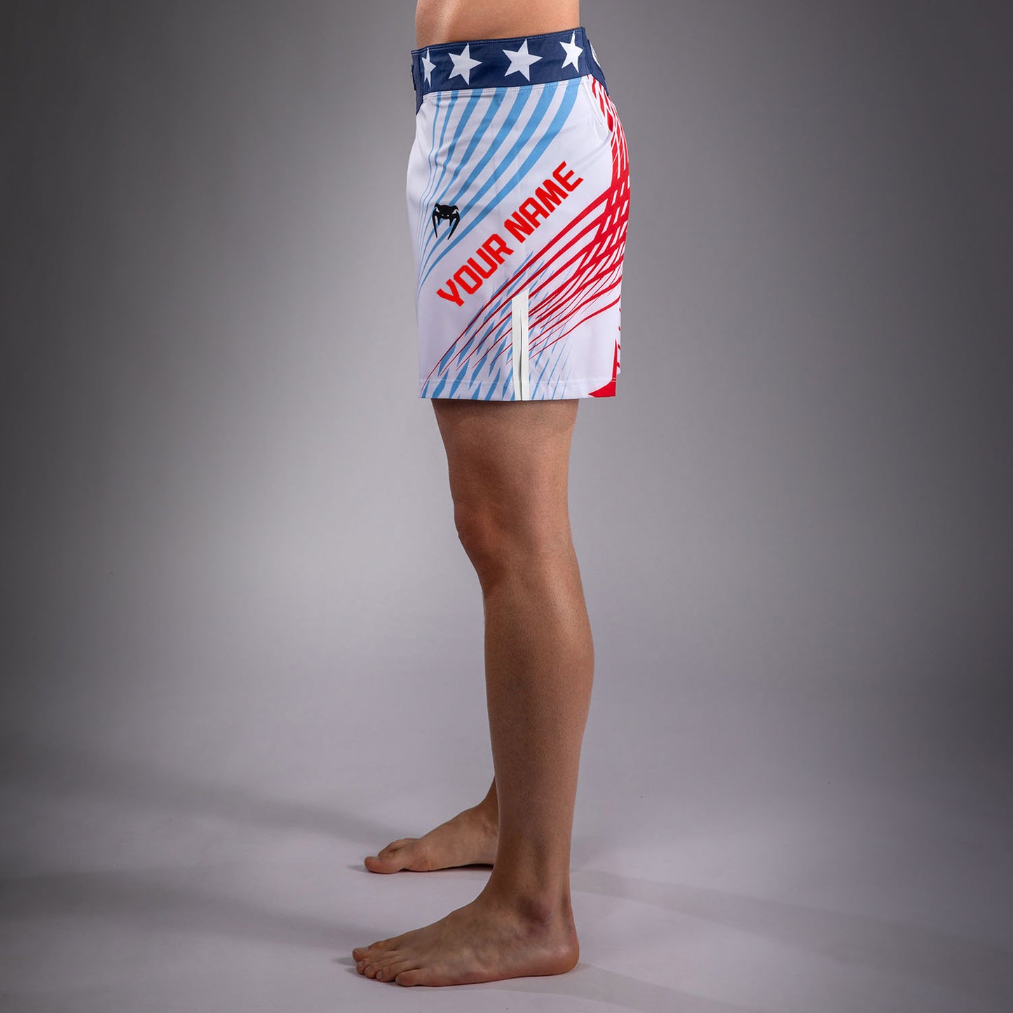 Official UFC Freedom 250 by Venum Personalisiert Authentic Fight Night Fight Shorts im Short Fit für Herren - Weiß