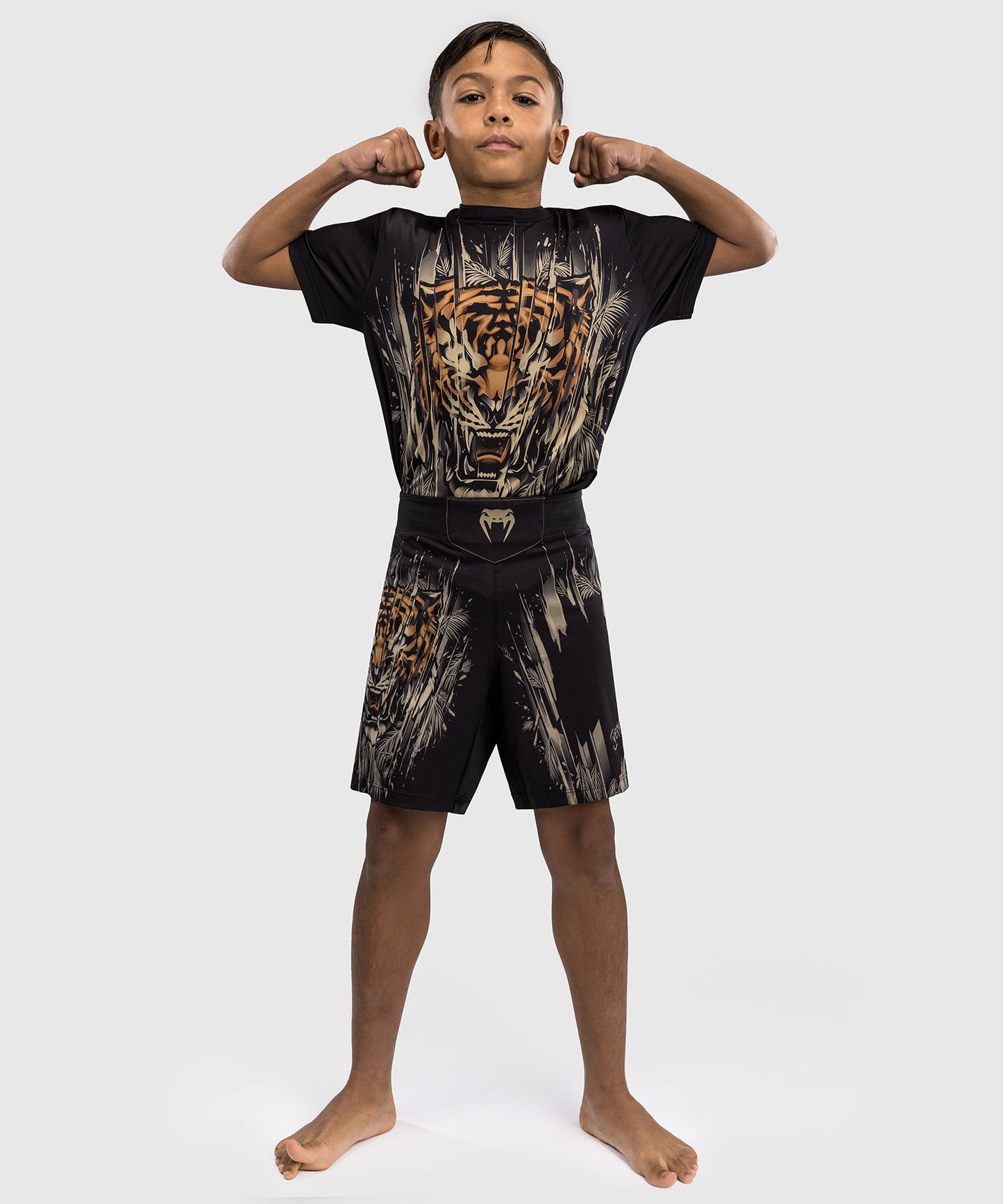 Venum Tiger Kinder Kampfshorts - Schwarz/Neonorange