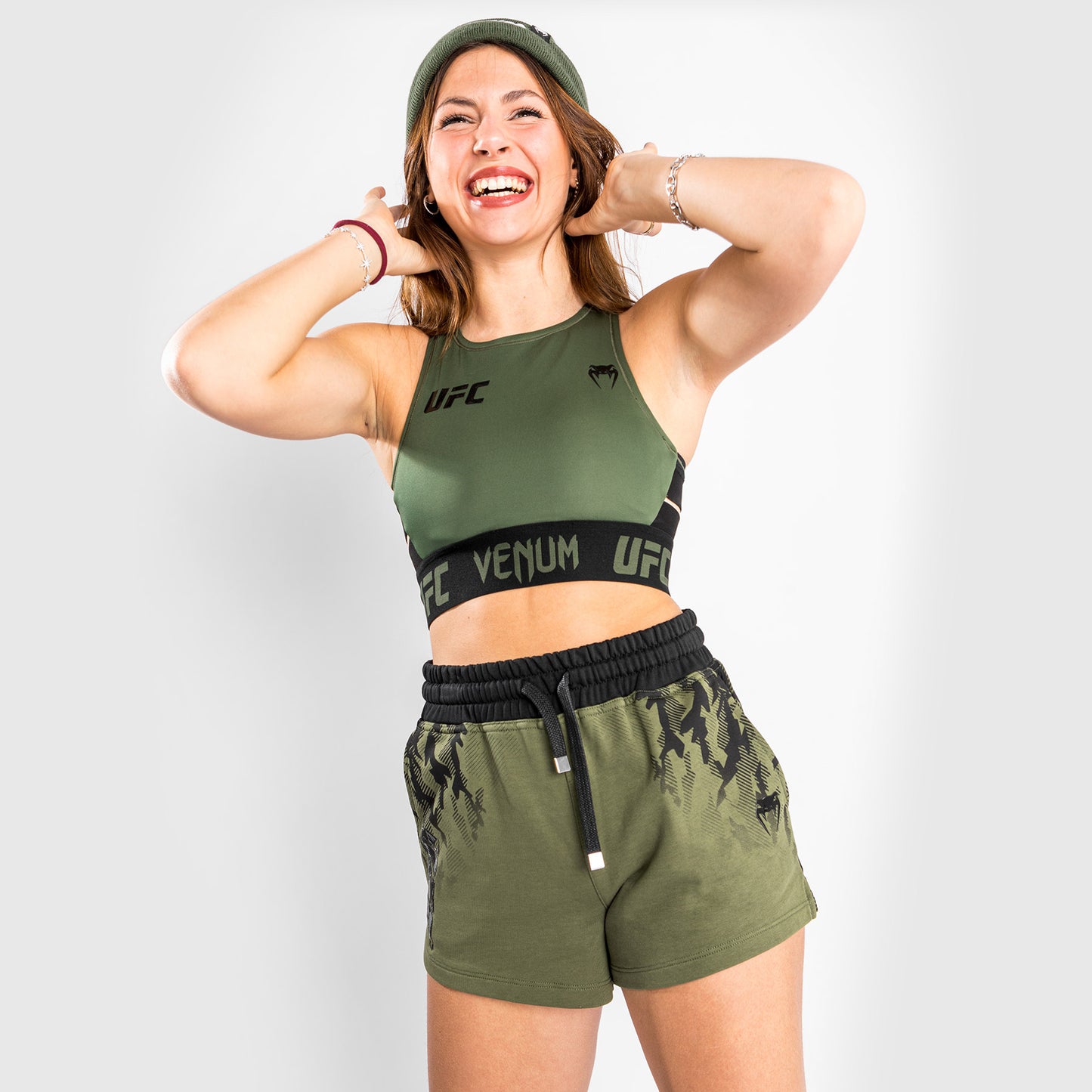 Venum UFC Authentic Fight Week Damen-Sport-BH für das Wiegen – Khaki