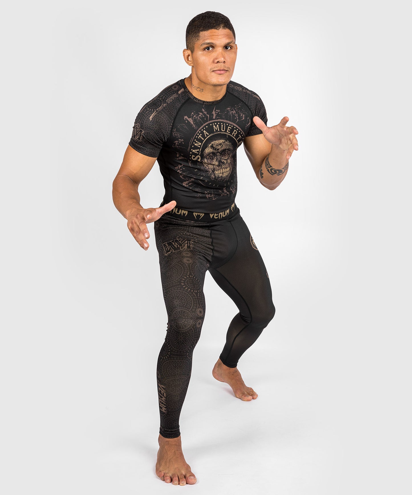 Venum Santa Muerte Dark Side - Rashguard Kurzarm - Schwarz/Braun