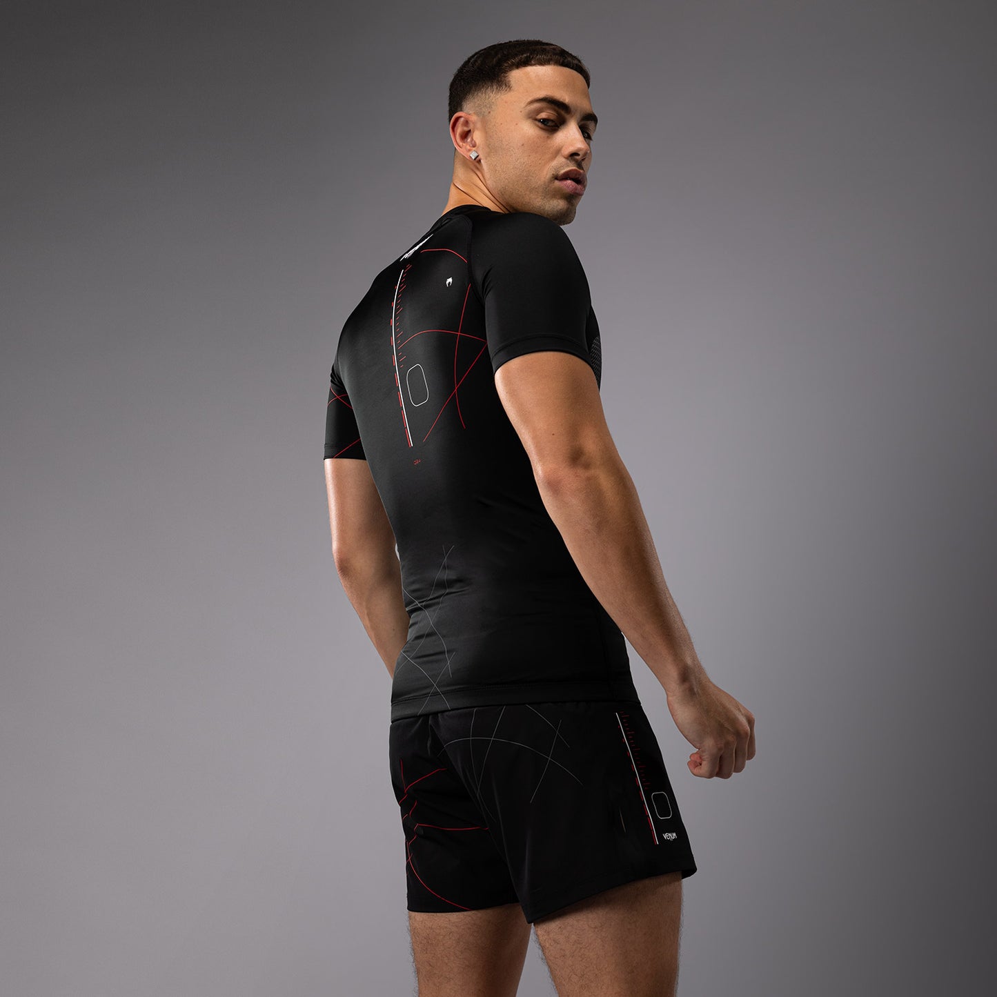 Venum Tactical XT Kurzärmeliger Rashguard für Männer - Schwarz/Feuerrot