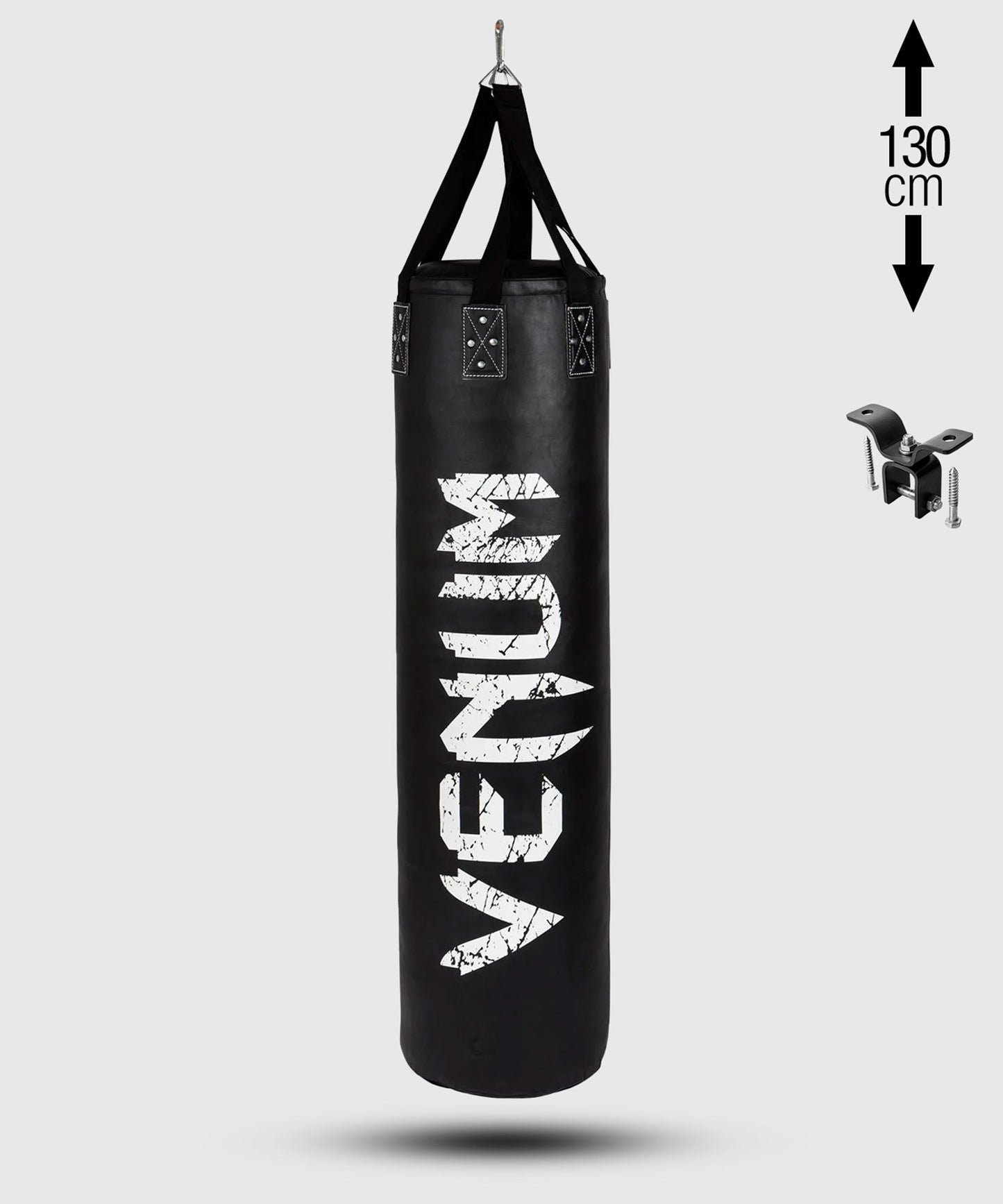 Venum Challenger Boxsack + Deckenhaken - Schwarz/Weiß - 130 cm - Gefüllt