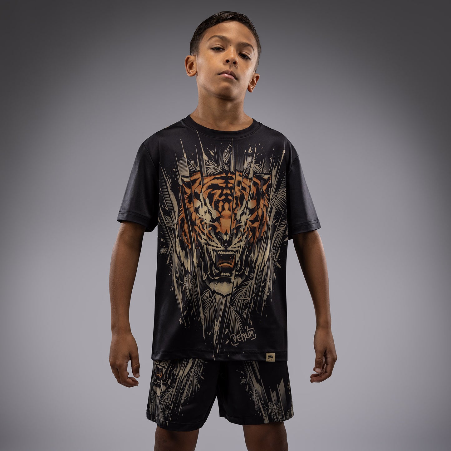 Venum Tiger Kinder Dry Tech T-Shirt - Schwarz/Neon Orange