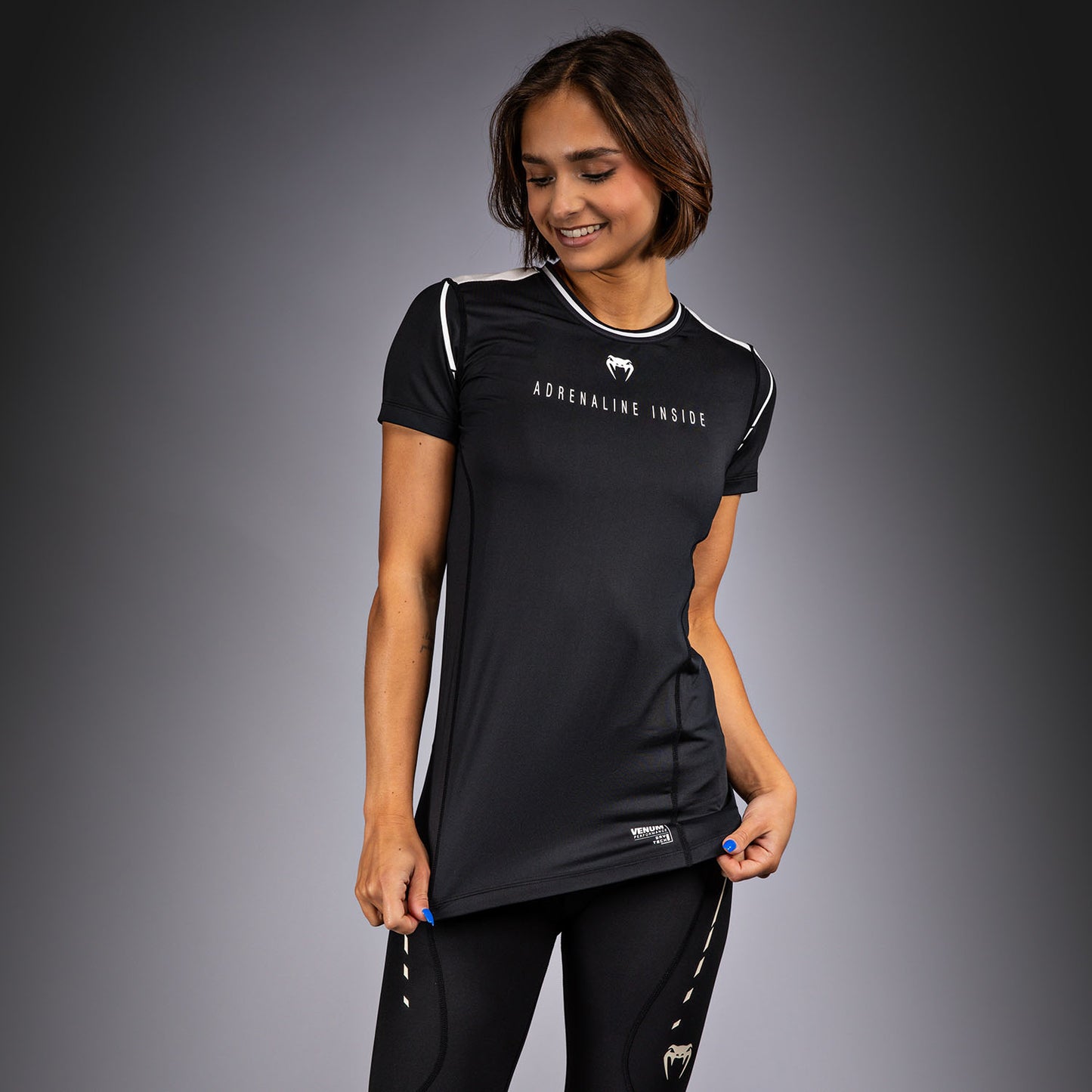Venum Adrenaline Damen Dry-Tech T-Shirt – Schwarz/Elfenbein