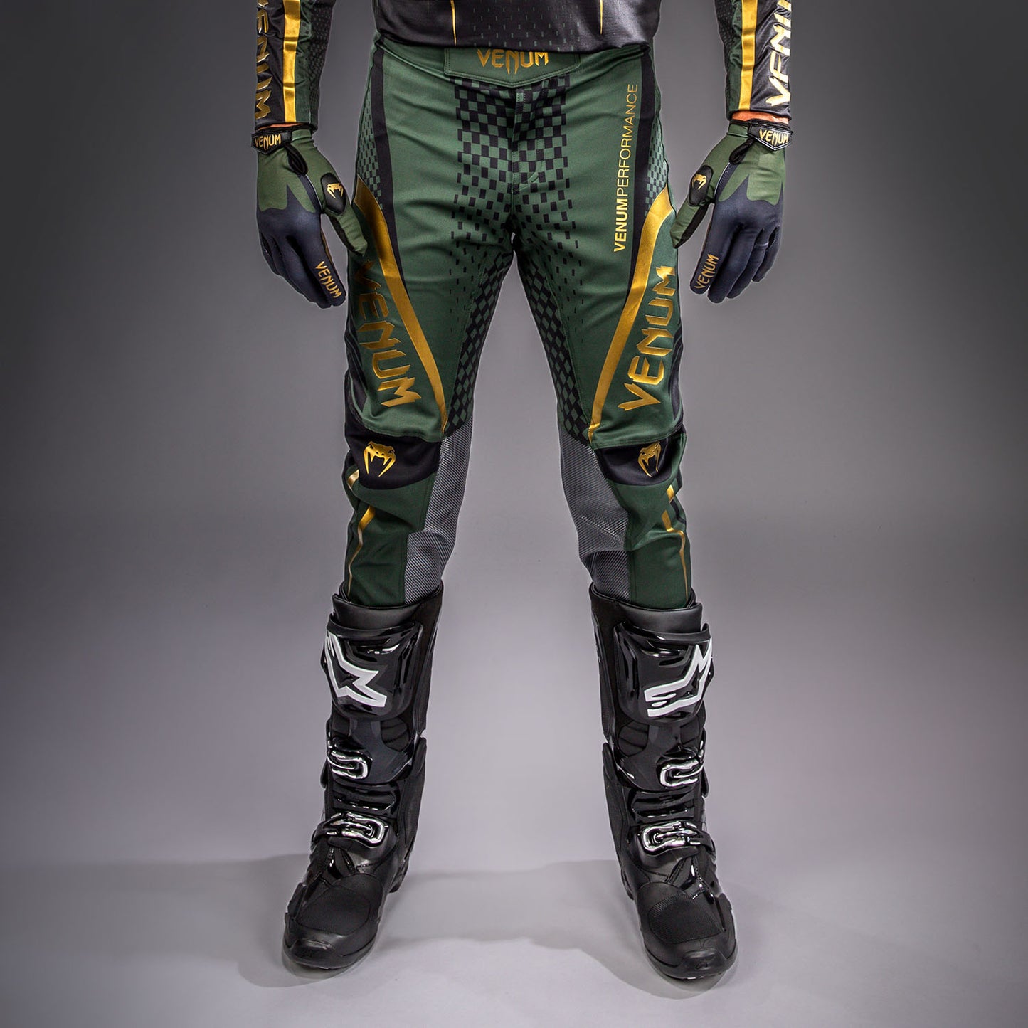 Venum MX Challenger Motorsports-Hose - Schwarz/Grün/Gold