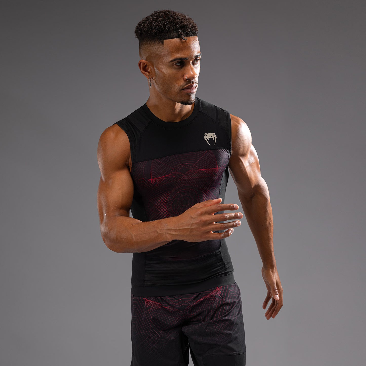 Venum G-Fit Air Herren Ärmelloses Rashguard - Tiefschwarz/Feuerrot