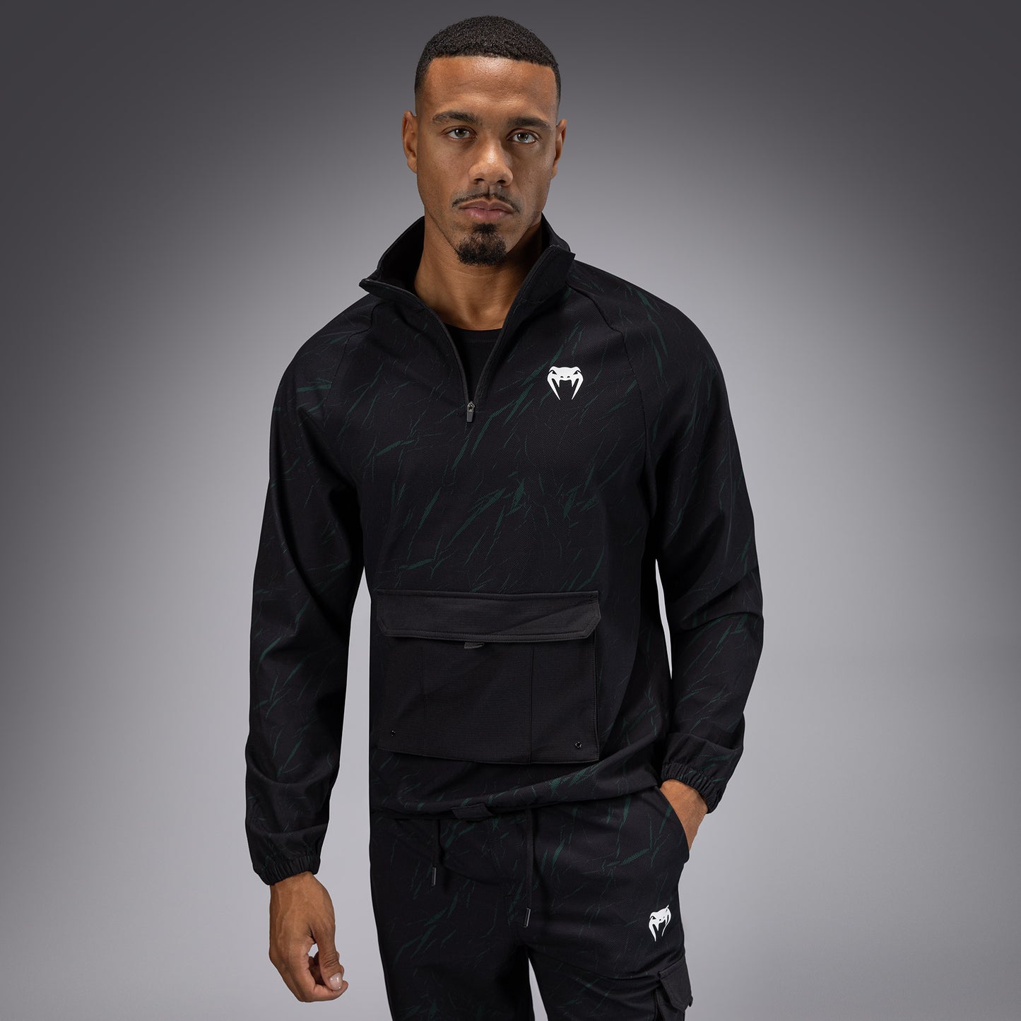 Venum Trooper Herren Trainingsanzug Jacke - Schwarz/Forstgrün