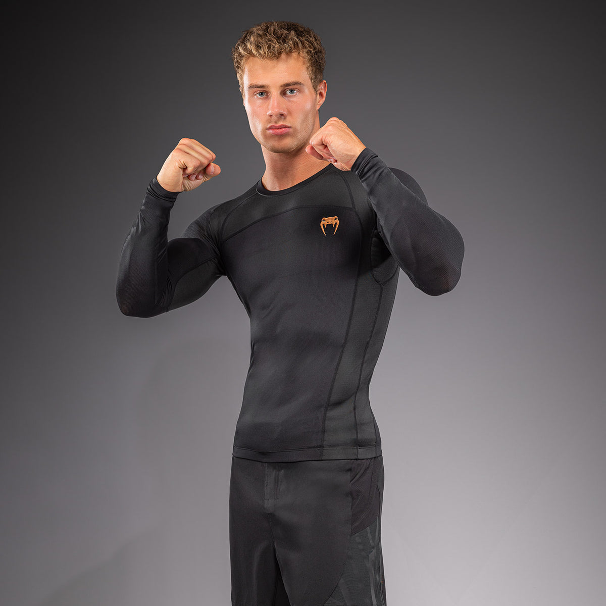 Venum G-Fit Revolution Langarm-Rashguard - Schwarz/Kupfer
