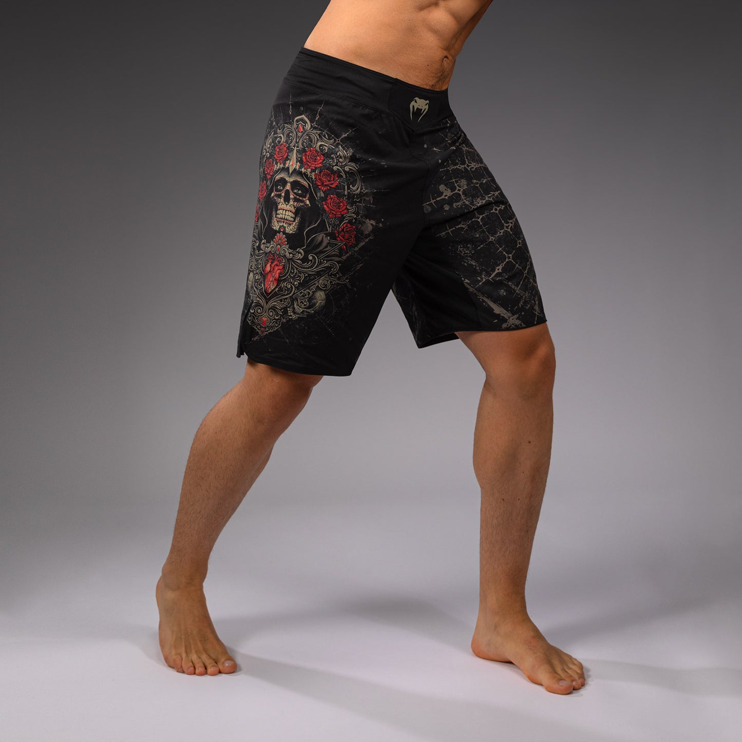 Venum Santa Muerte 5.0 Herren Fight Shorts - Tiefes Schwarz/Gold