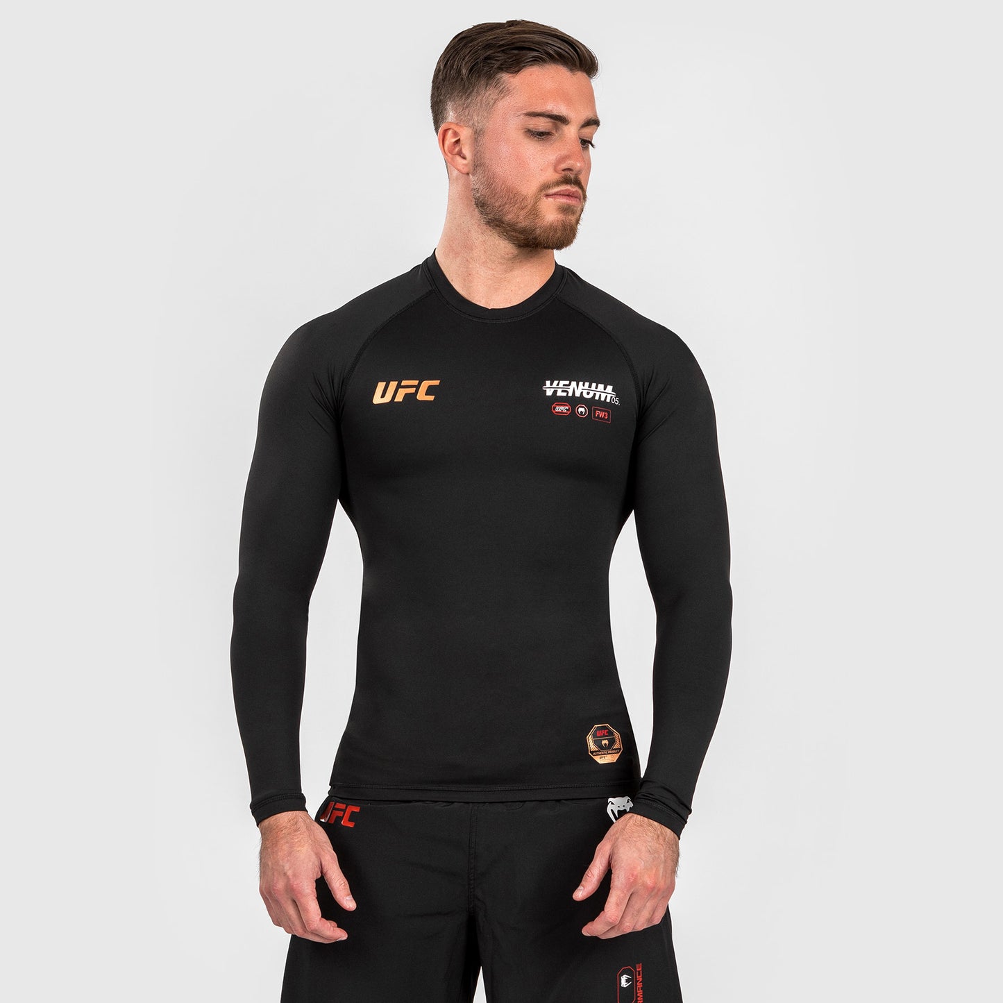 UFC Adrenaline by Venum Fight Week Herren Performance Langarm Rashguard - Schwarz