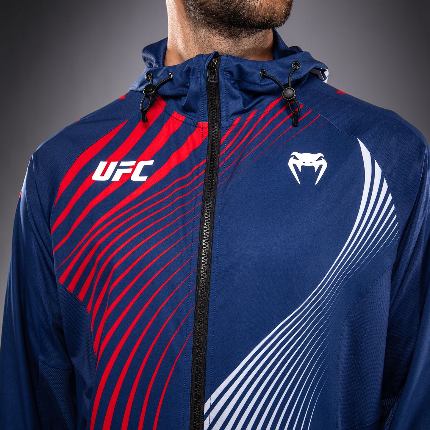 Official UFC Freedom 250 by Venum Personalisiert Authentic Fight Night Walkout Hoodie für Herren - Blau