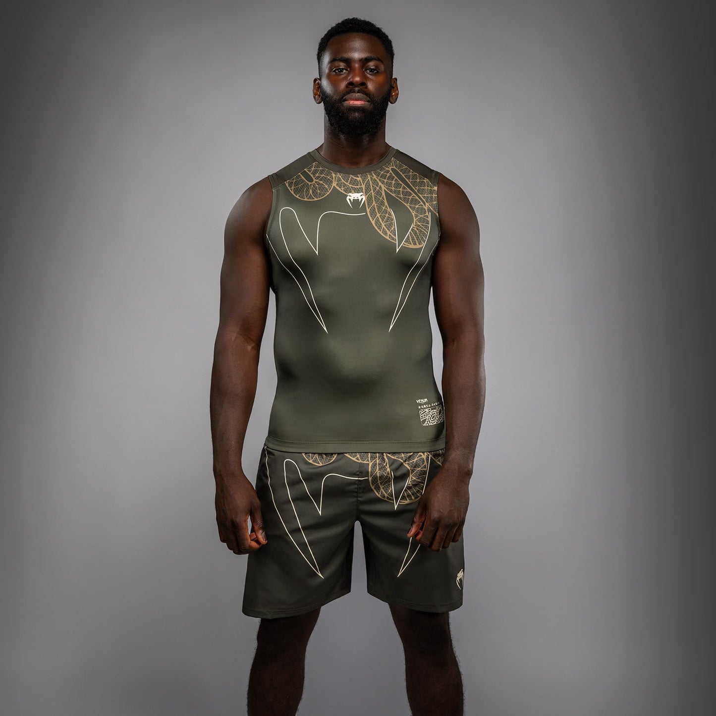Venum Serpenti Ärmelloses Rashguard – Khaki/Bronze/Ivory