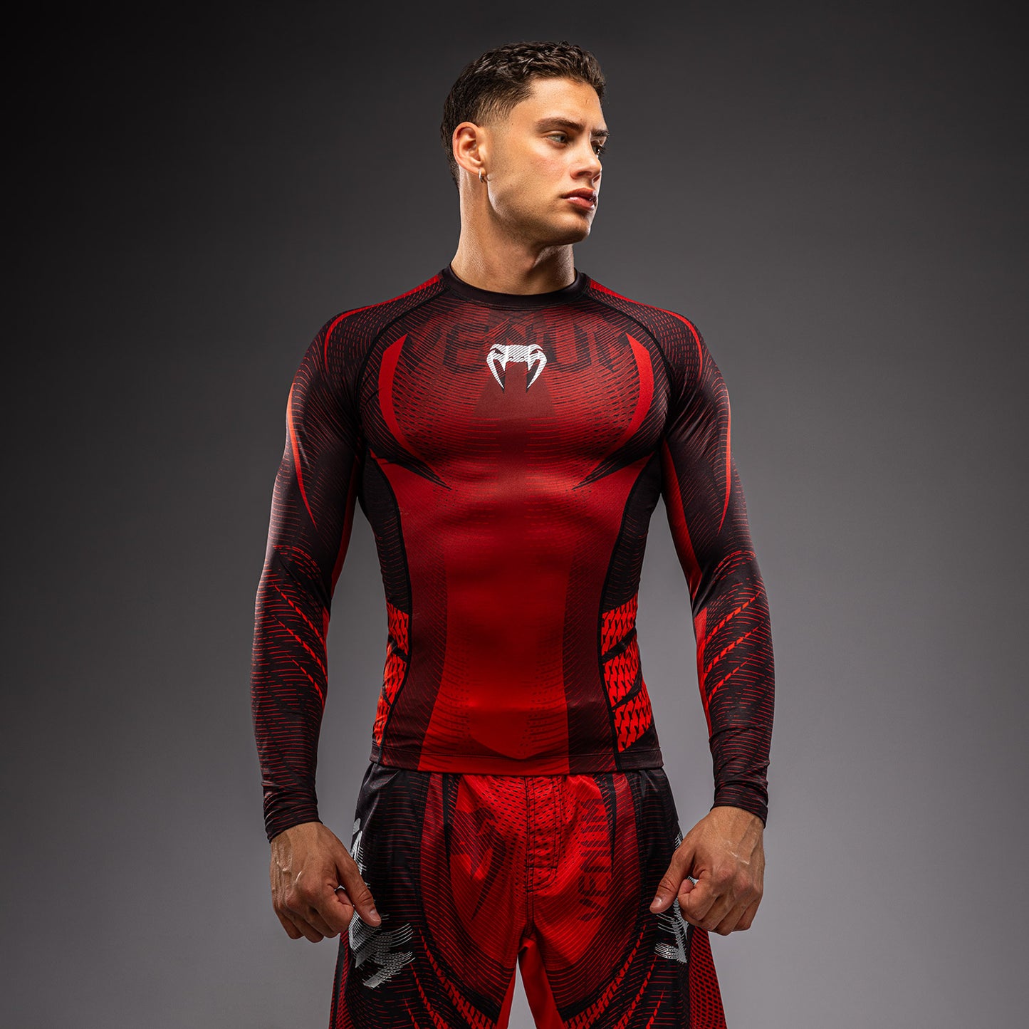 Venum Galactic 3.0 Langarm Rashguard - Rot/Silber