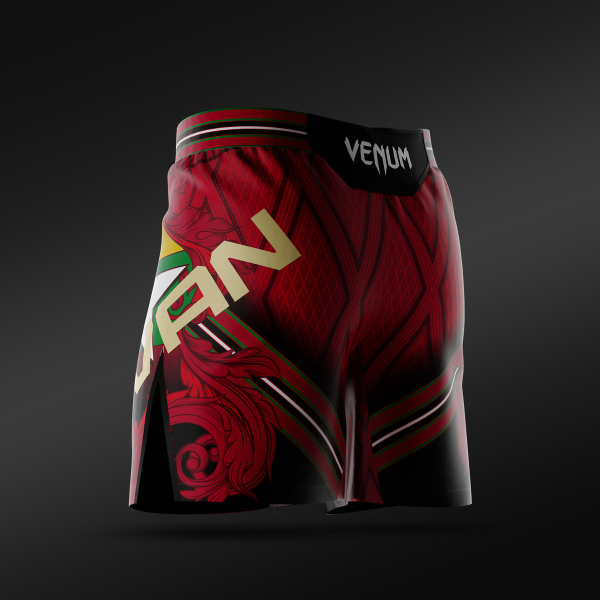UFC Adrenaline Unrivaled by Venum Herren Fight-Shorts kurze Passform Josh Van - Rot