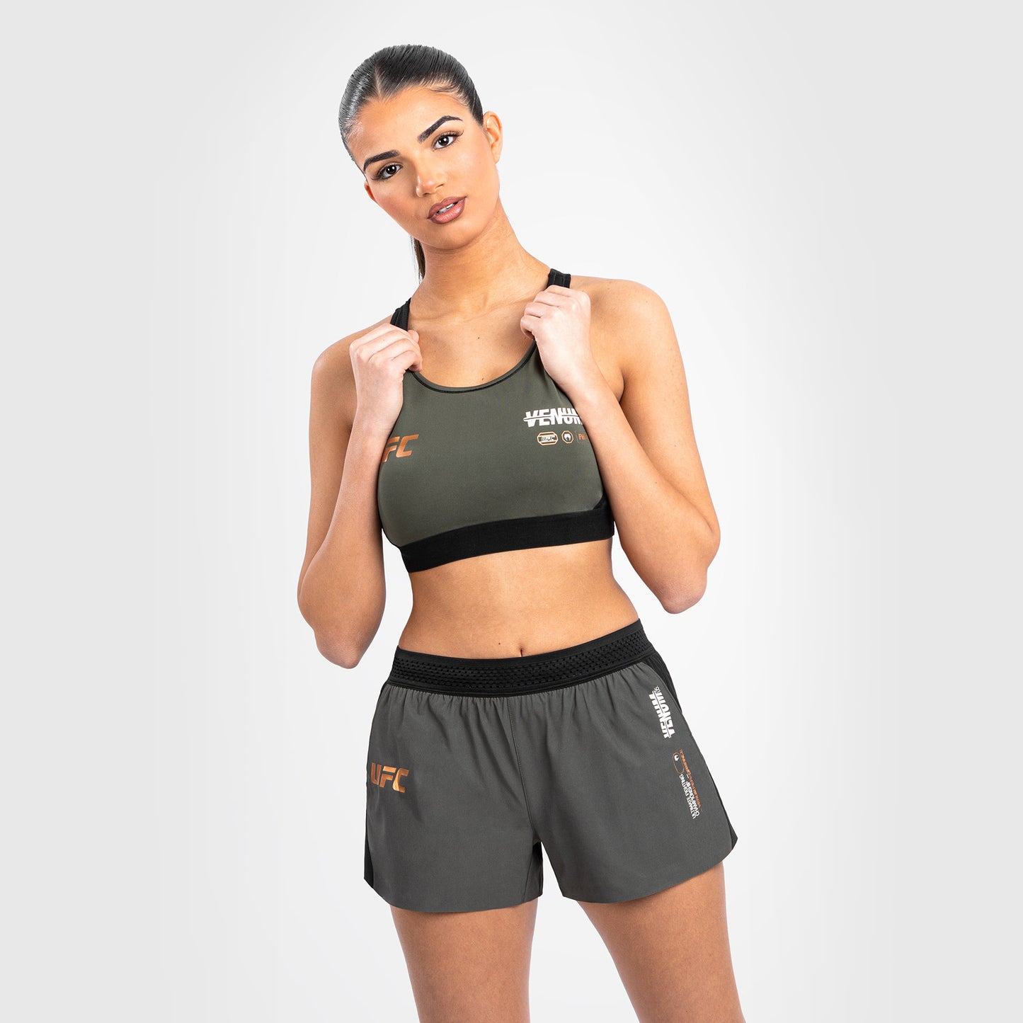UFC Adrenaline by Venum Fight Week Sport-BH für Frauen - Khaki/Bronze