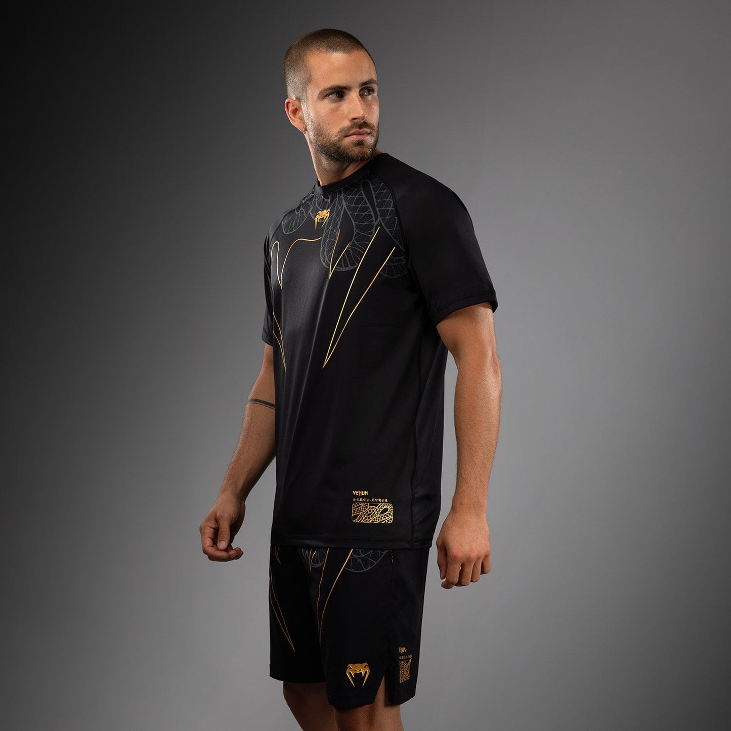 Venum Serpenti Dry Tech T-Shirt – Schwarz/Silber/Gold