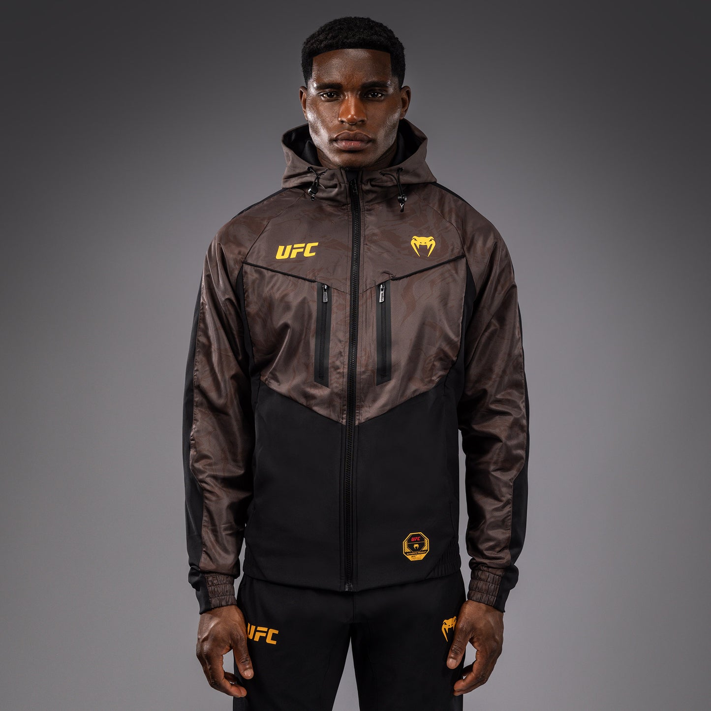 UFC Fusion by Venum Fight Week Herren Zip Hoodie - Erdiges Braun