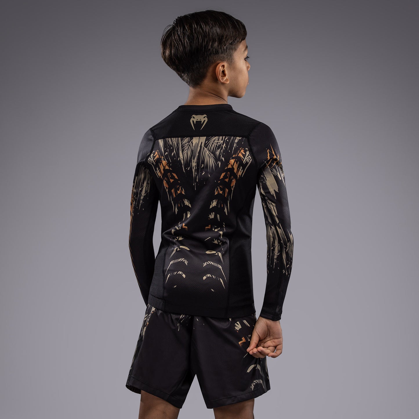Venum Tiger Kinder Langarm Rashguard - Schwarz/Neon Orange