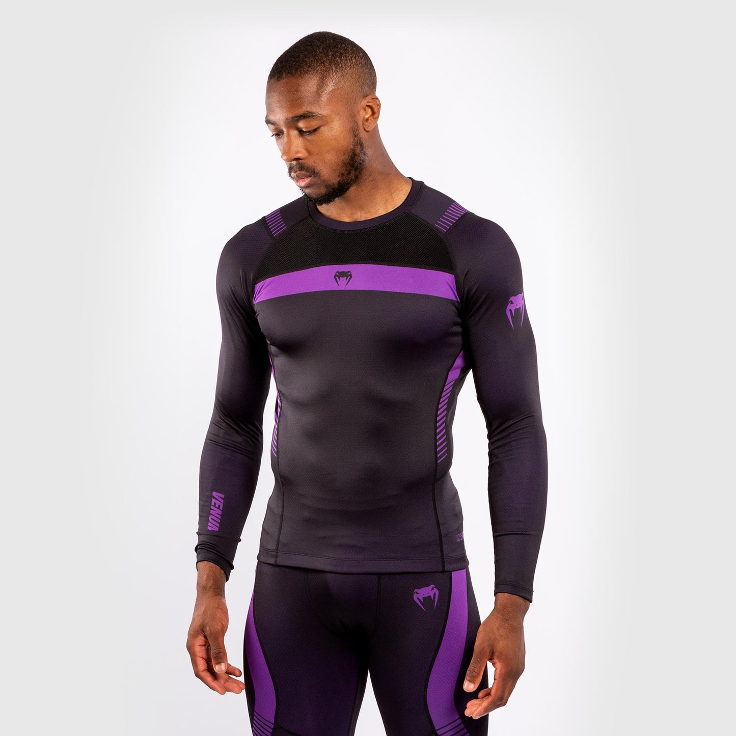 Venum No Gi 3.0 Kompressions-T-Shirt – Langarm - Schwarz/Lila