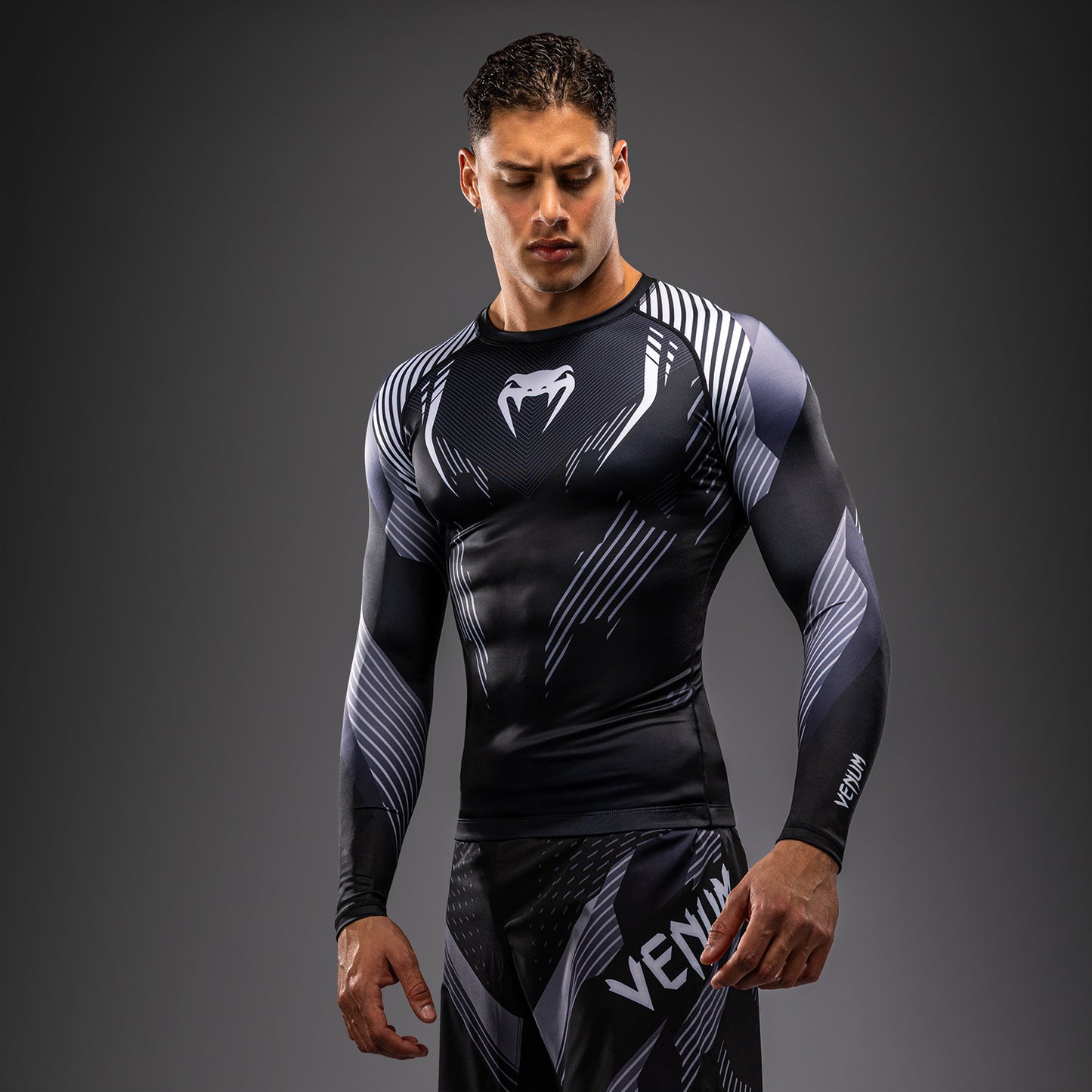 Venum No-Gi 6.0 Langarm Rashguard - Schwarz/Weiß