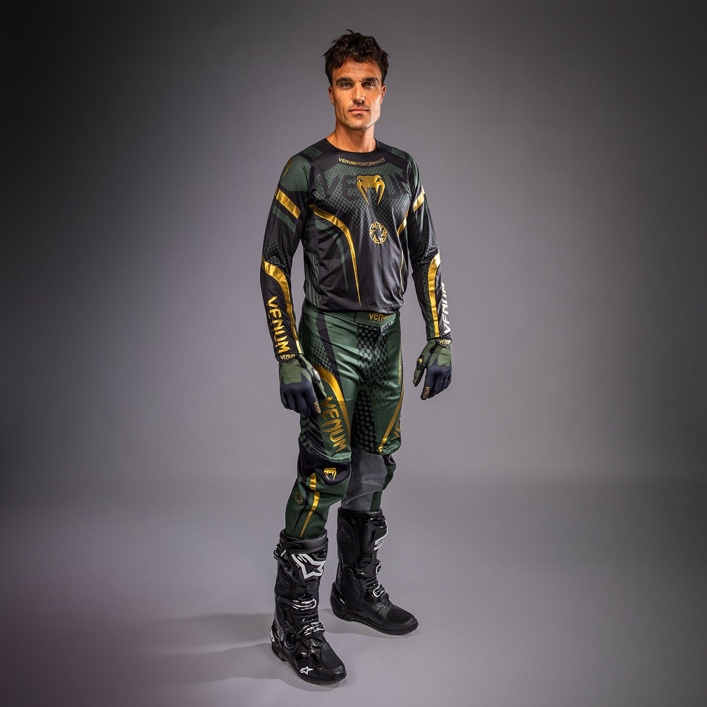 Venum MX Challenger Motorsports-Hose - Schwarz/Grün/Gold