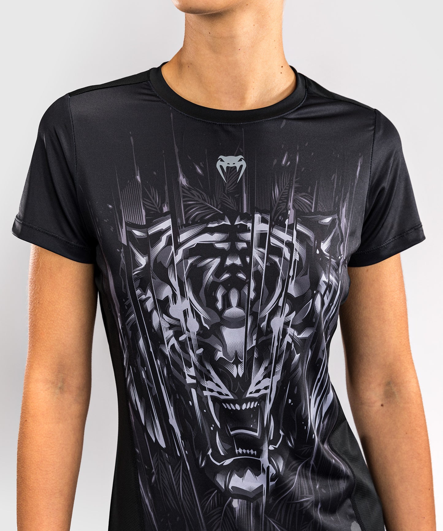 Venum Tiger Damen Dry Tech T-Shirt - Schwarz/Silber
