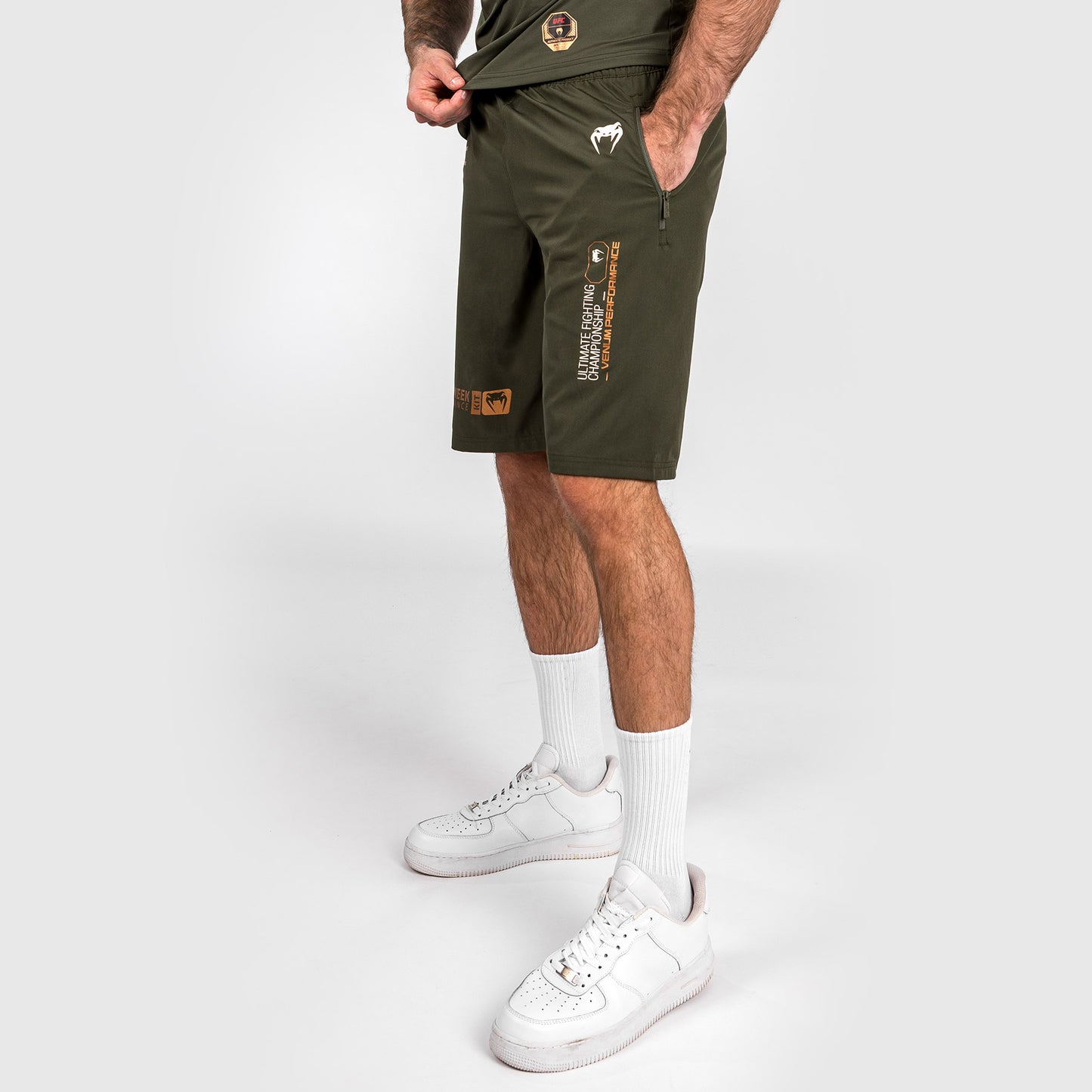 UFC Adrenaline by Venum Fight Week Herren Performance Shorts - Khaki/Bronze