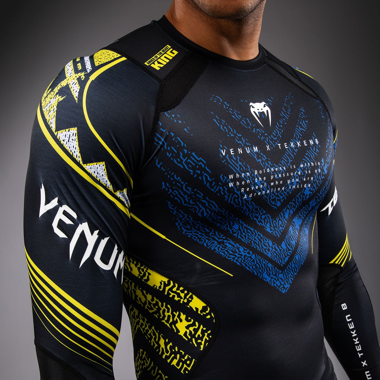 Venum x TEKKEN 8 Langarm Rashguard - King - Schwarz/Gelb