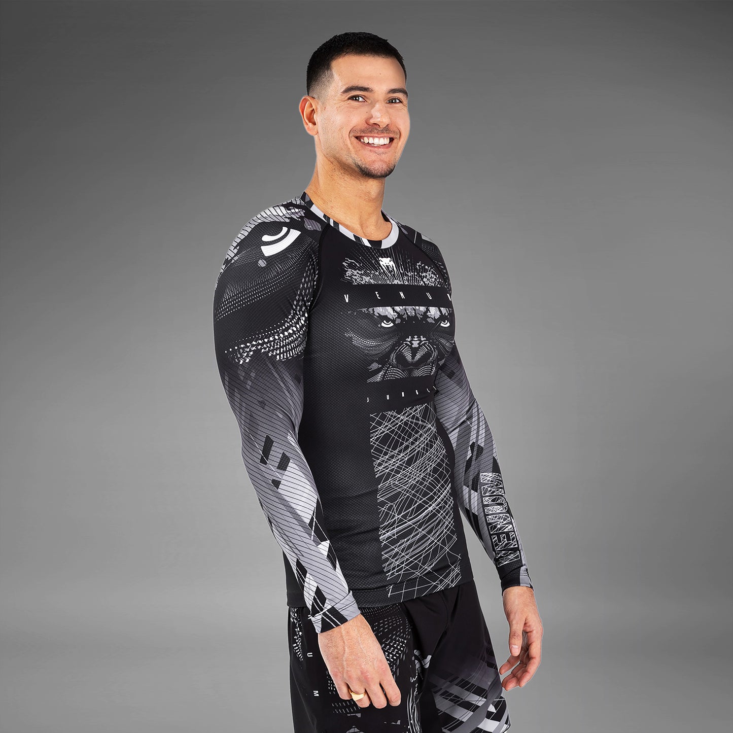 Venum Gorilla Dschungel Rashguard Langarm - Schwarz/Weiß