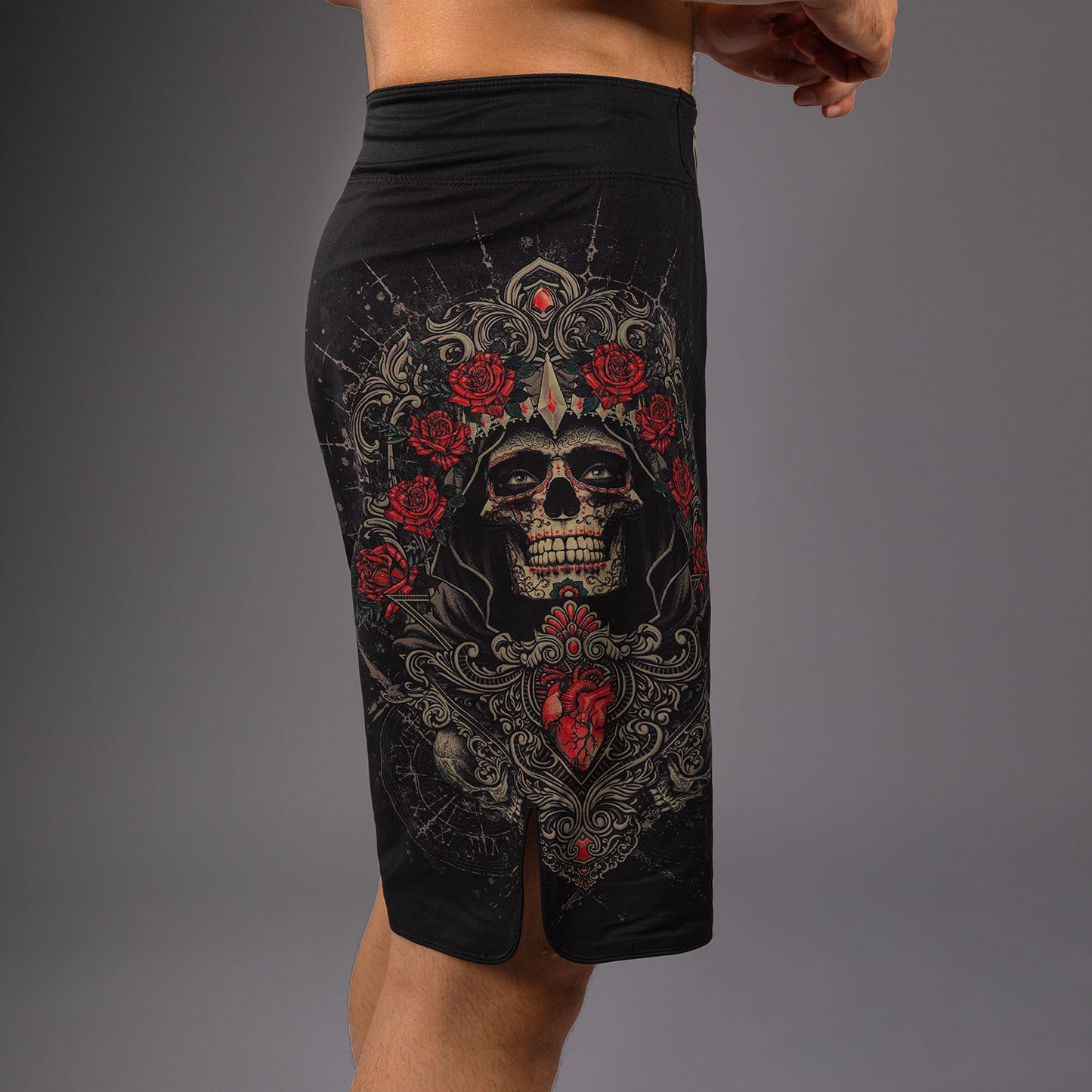 Venum Santa Muerte 5.0 Herren Fight Shorts - Tiefes Schwarz/Gold