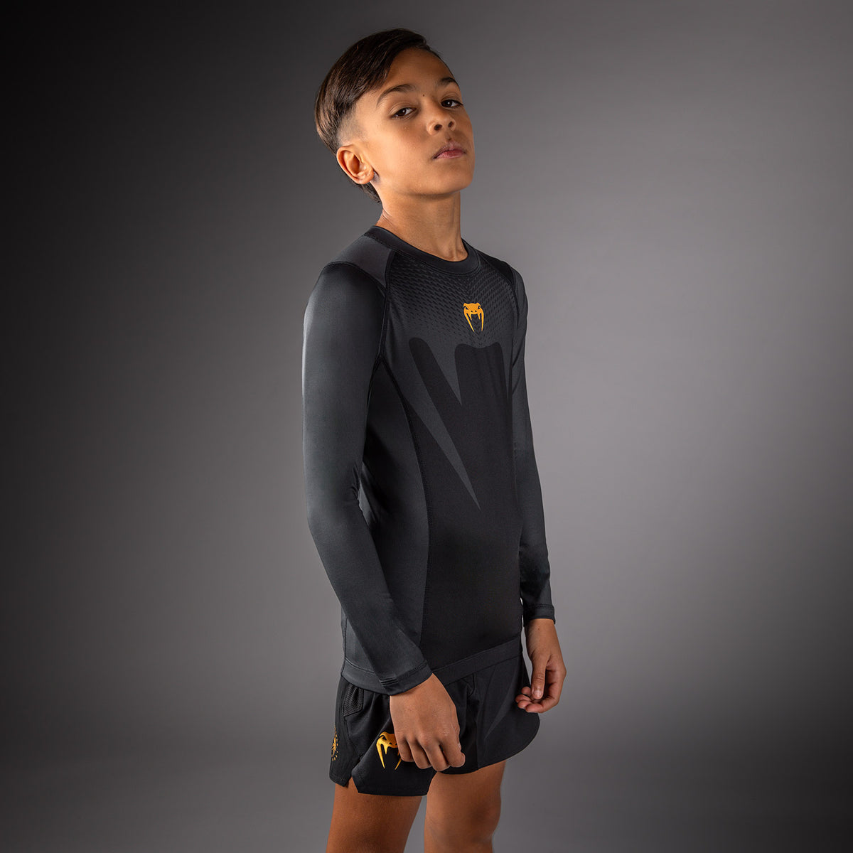 Venum Attack Langarm-Rashguard für Kinder - Schwarz/Gold