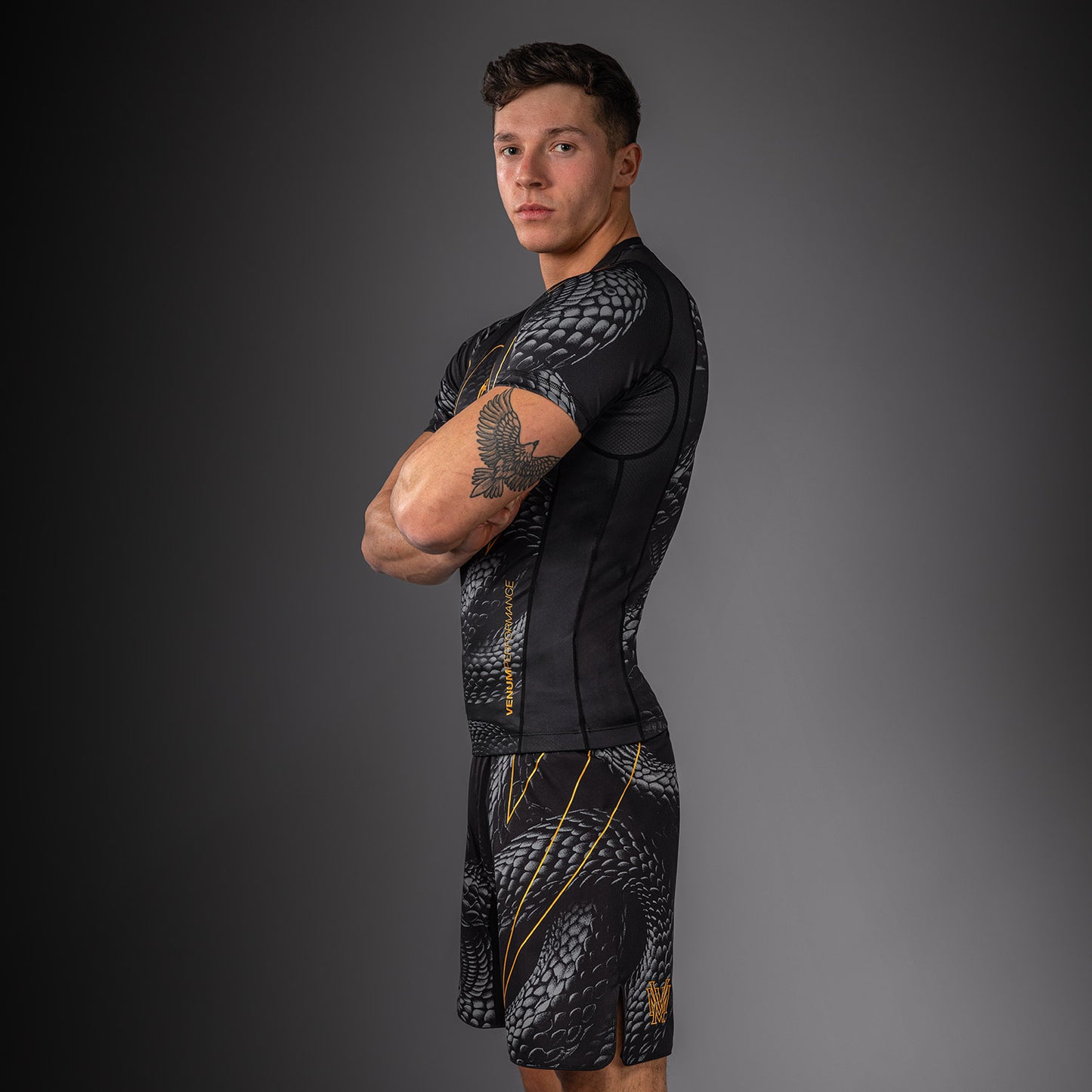 Venum Matupa Kurzarm Rashguard - Schwarz/Grau/Gold