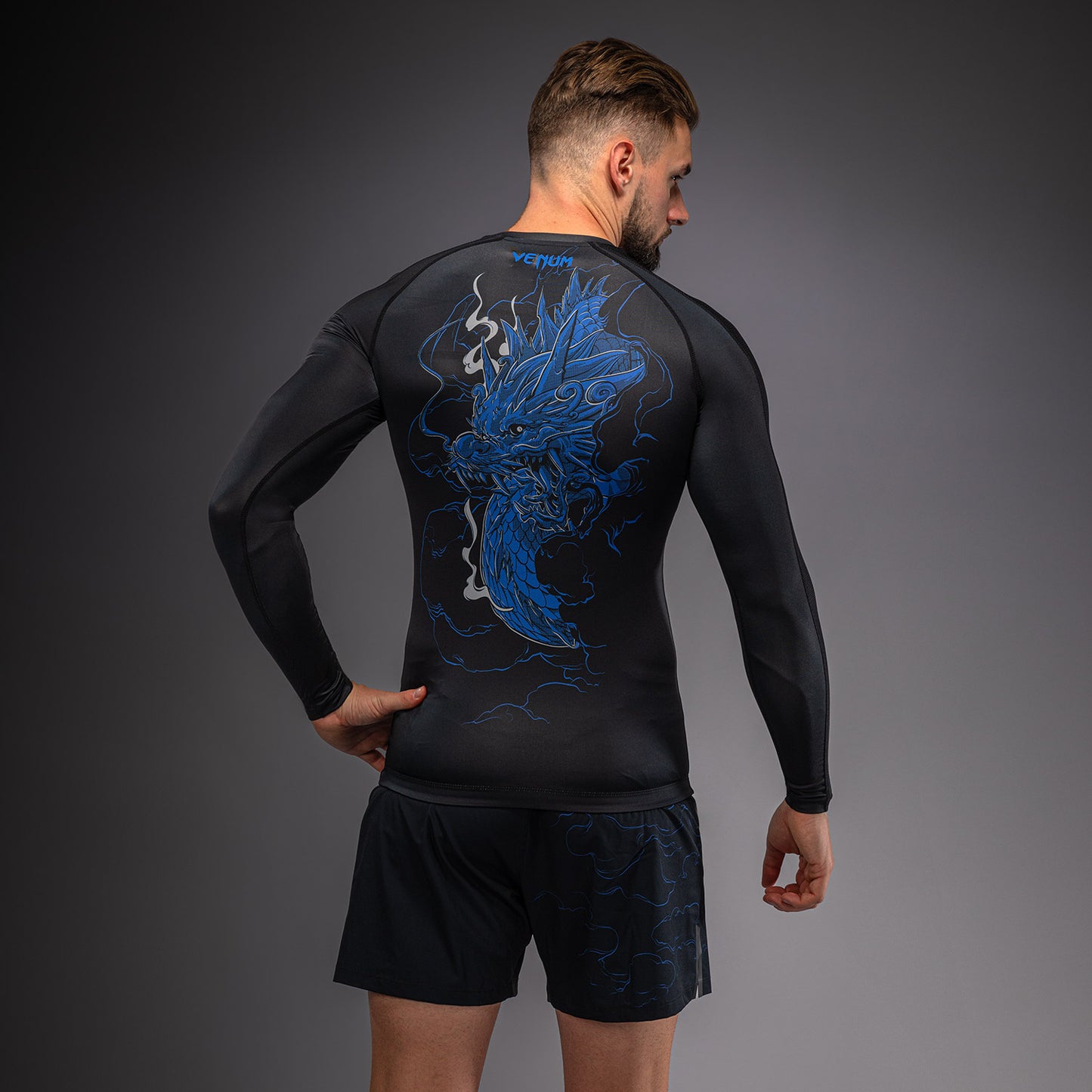 Venum Thunder Dragon Langarm Rashguard – Schwarz/Königsblau