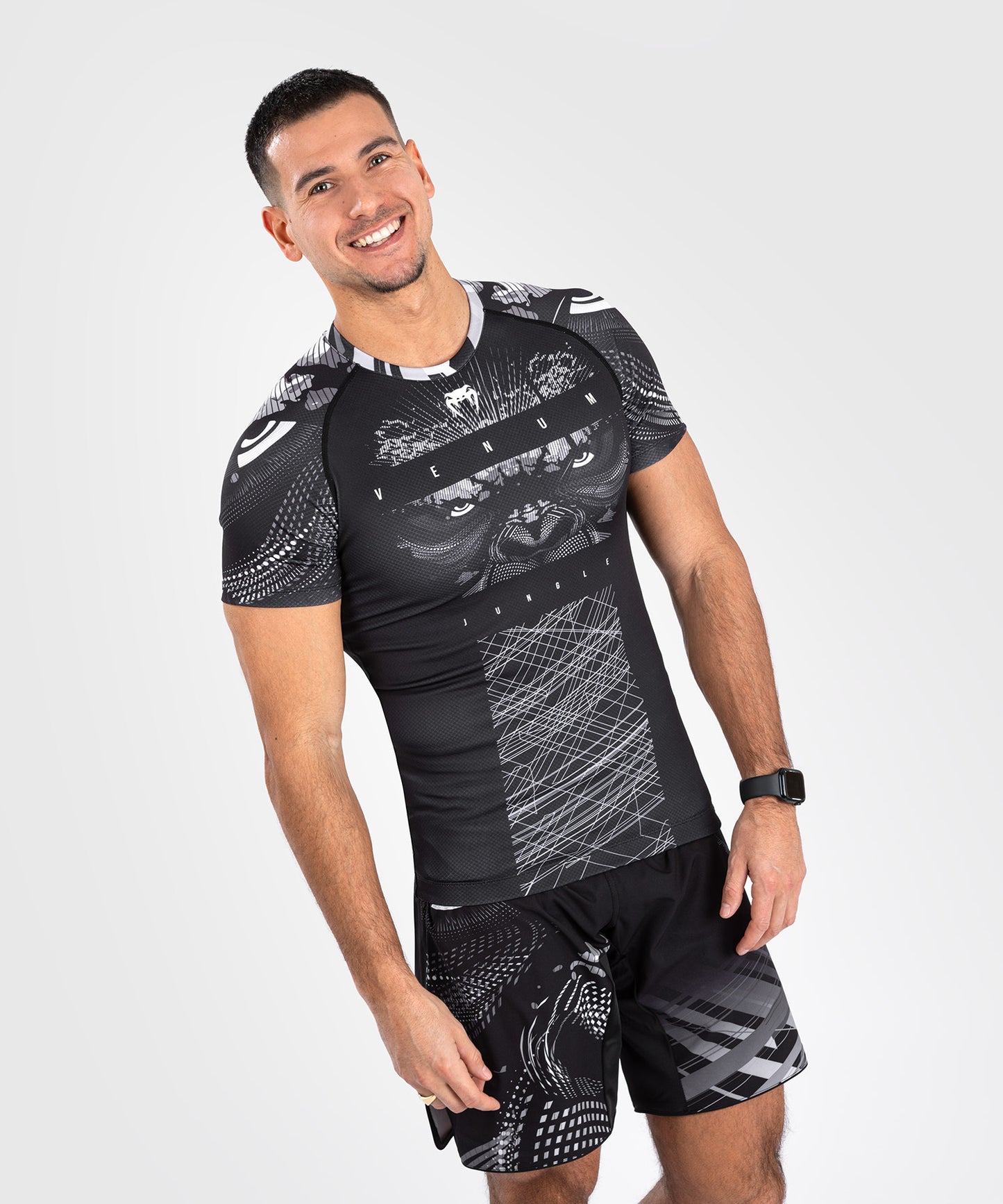 Venum Gorilla Dschungel Rashguards Kurzarm - Schwarz/Weiß