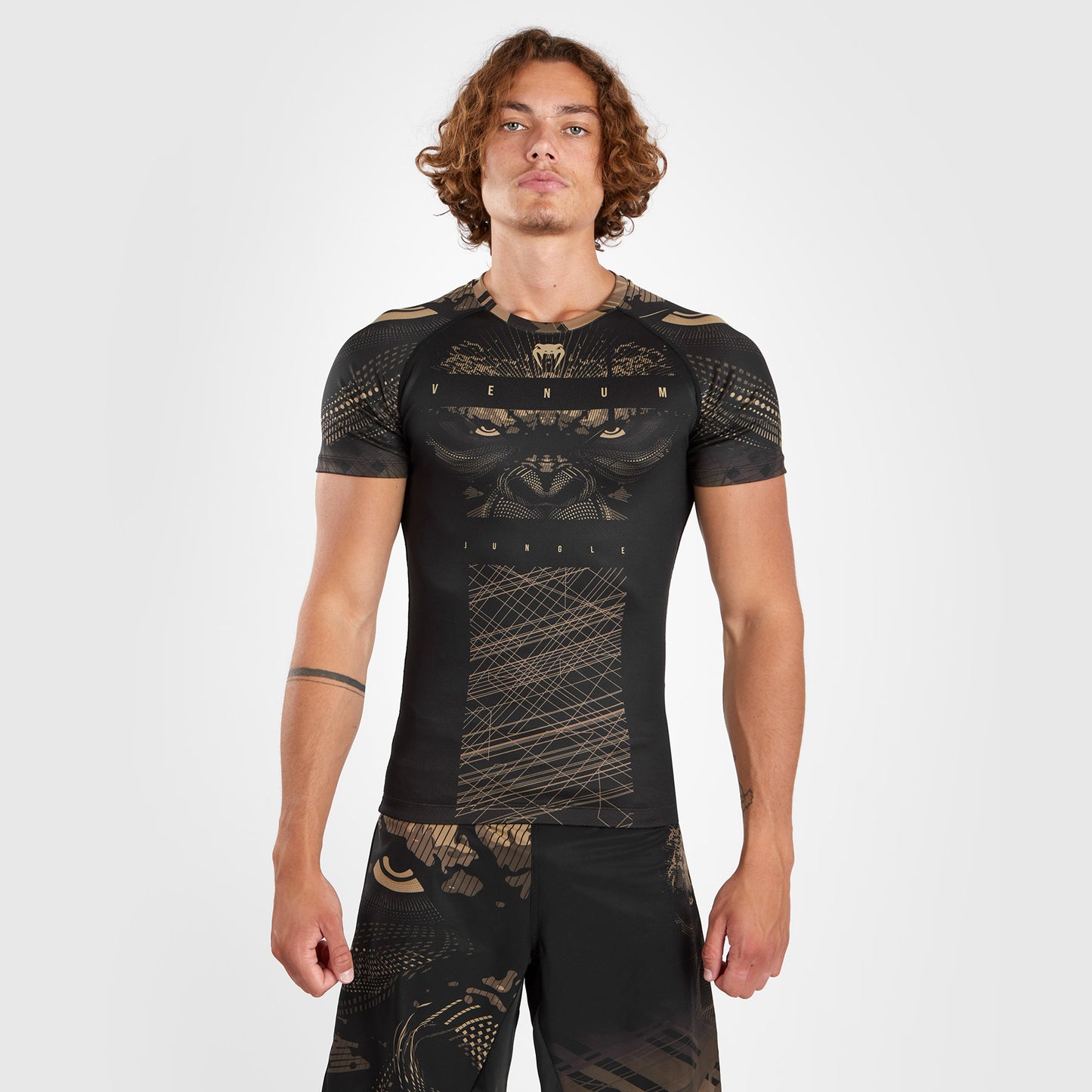Venum Gorilla Jungle Rashguard Kurzarm - Schwarz/Sand