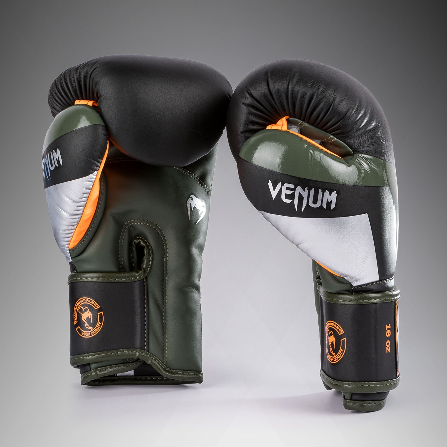 Venum Elite Boxhandschuhe - Schwarz/Silber/Kaki