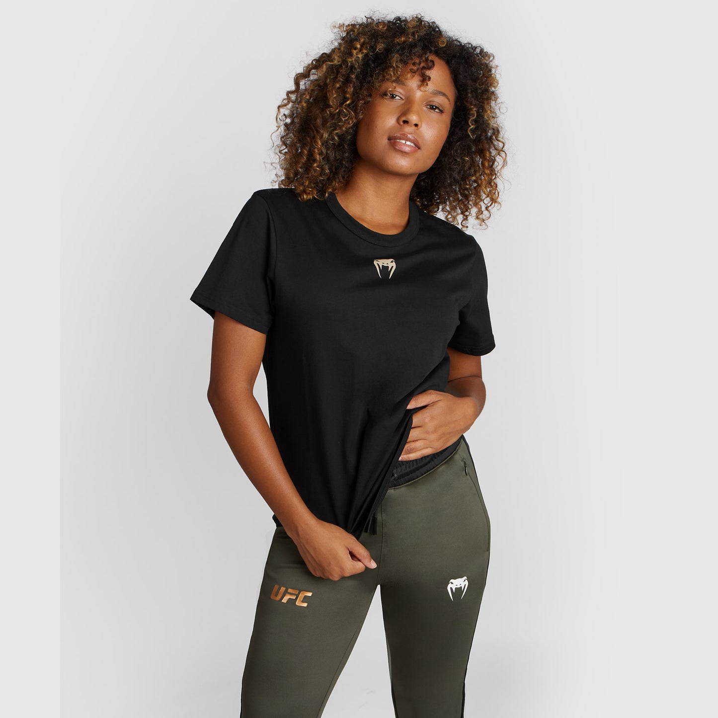 UFC Adrenaline by Venum Fight Week Kurzärmeliges T-Shirt aus Baumwolle für Frauen - Schwarz