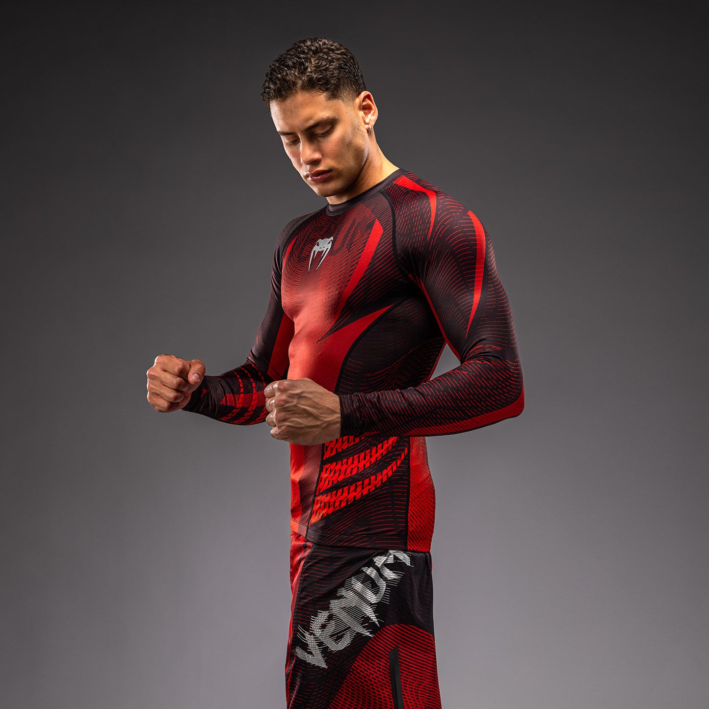 Venum Galactic 3.0 Langarm Rashguard - Rot/Silber