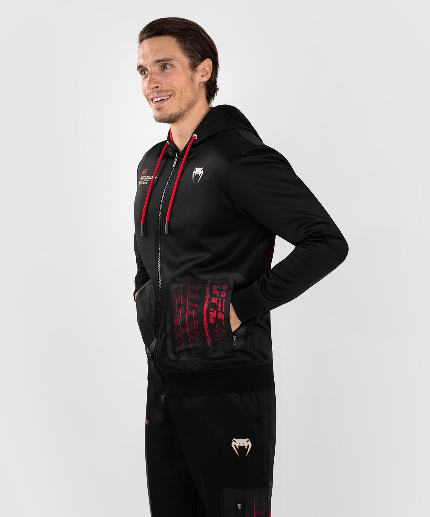 UFC Venum Performance Institute 2.0 Herren Zip Hoodie - Schwarz/Rot
