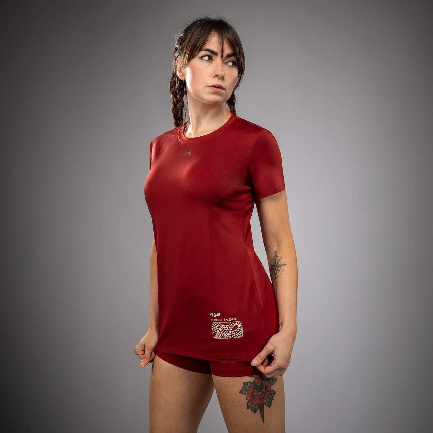 Venum Serpenti Damen Dry-Tech T-Shirt – Burgunder/Elfenbein