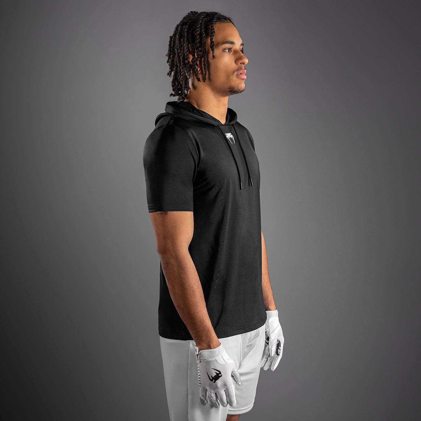 Venum Elite Kurzarm Dry-Tech Kapuzenpullover - Schwarz