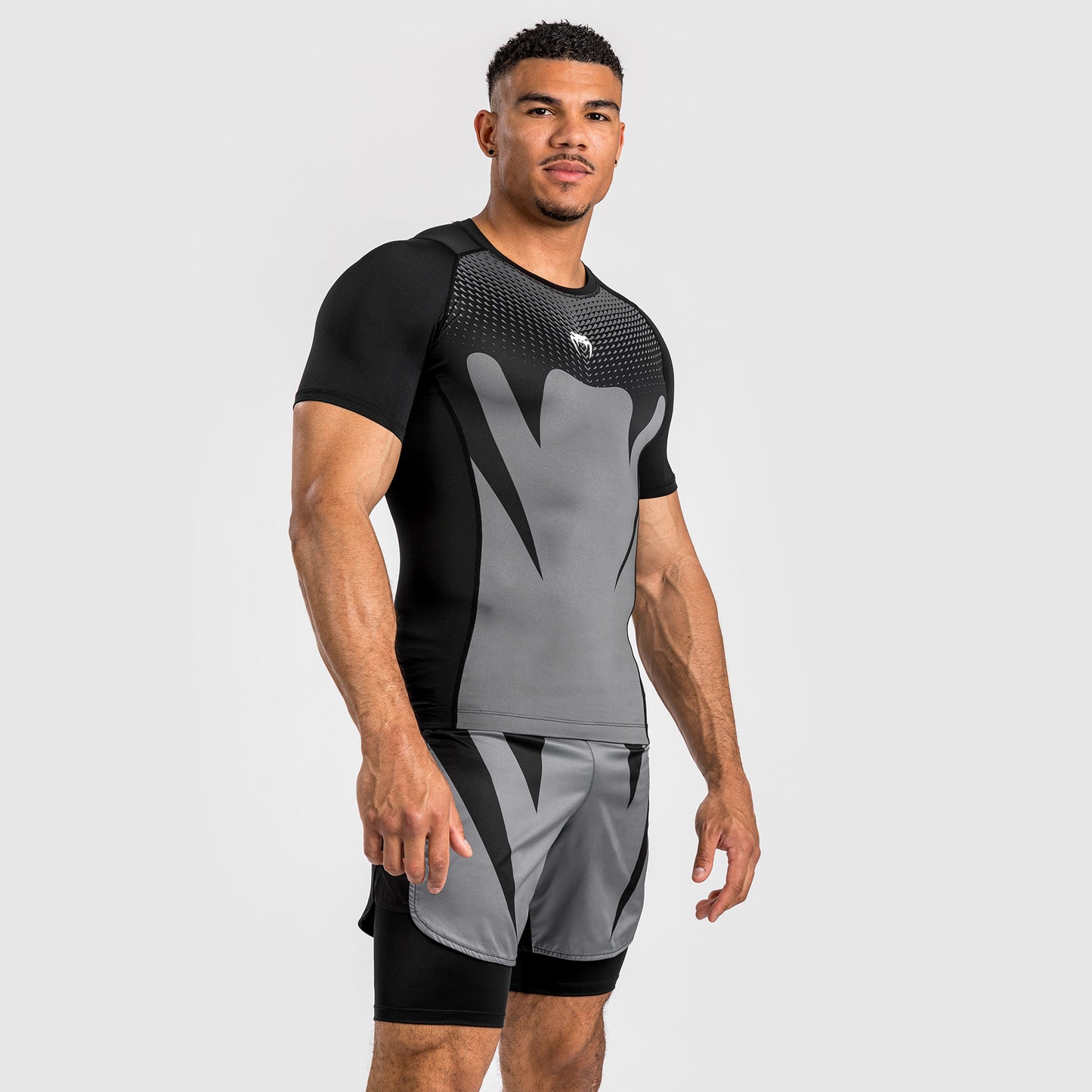 Venum Attack Herren Kurzarm Rashguard - Schwarz/Grau