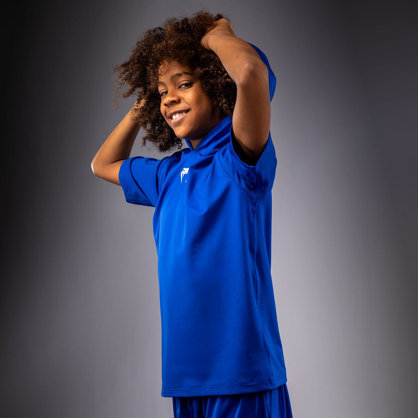 Venum Elite Kurzarm Dry-Tech Kapuzenpullover für Kinder - Königsblau