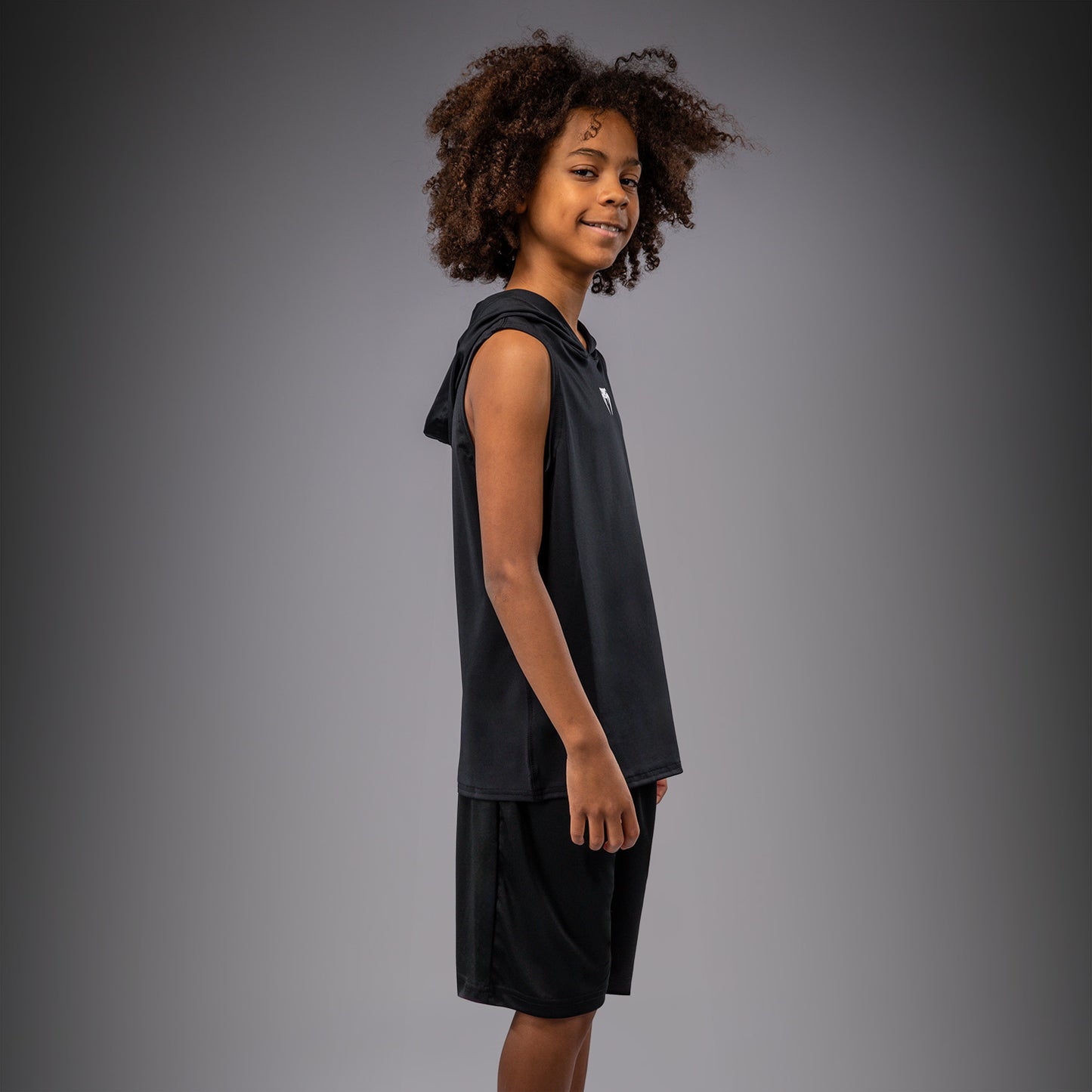 Venum Elite Ärmelloser Dry-Tech Kapuzenpullover für Kinder - Schwarz