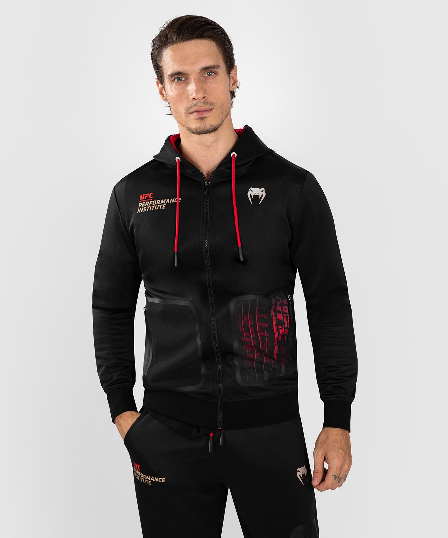UFC Venum Performance Institute 2.0 Herren Zip Hoodie - Schwarz/Rot