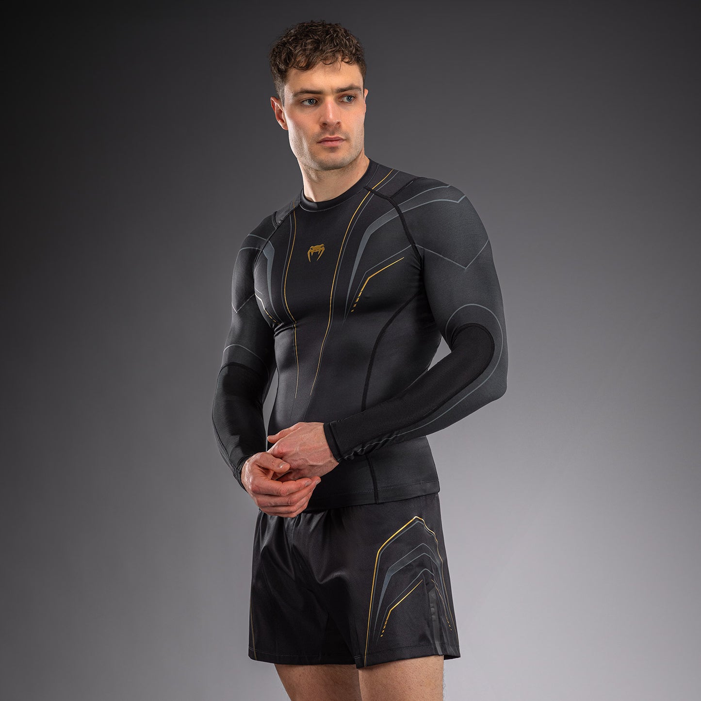 Venum Streamline Langarm Rashguard – Schwarz/Gold