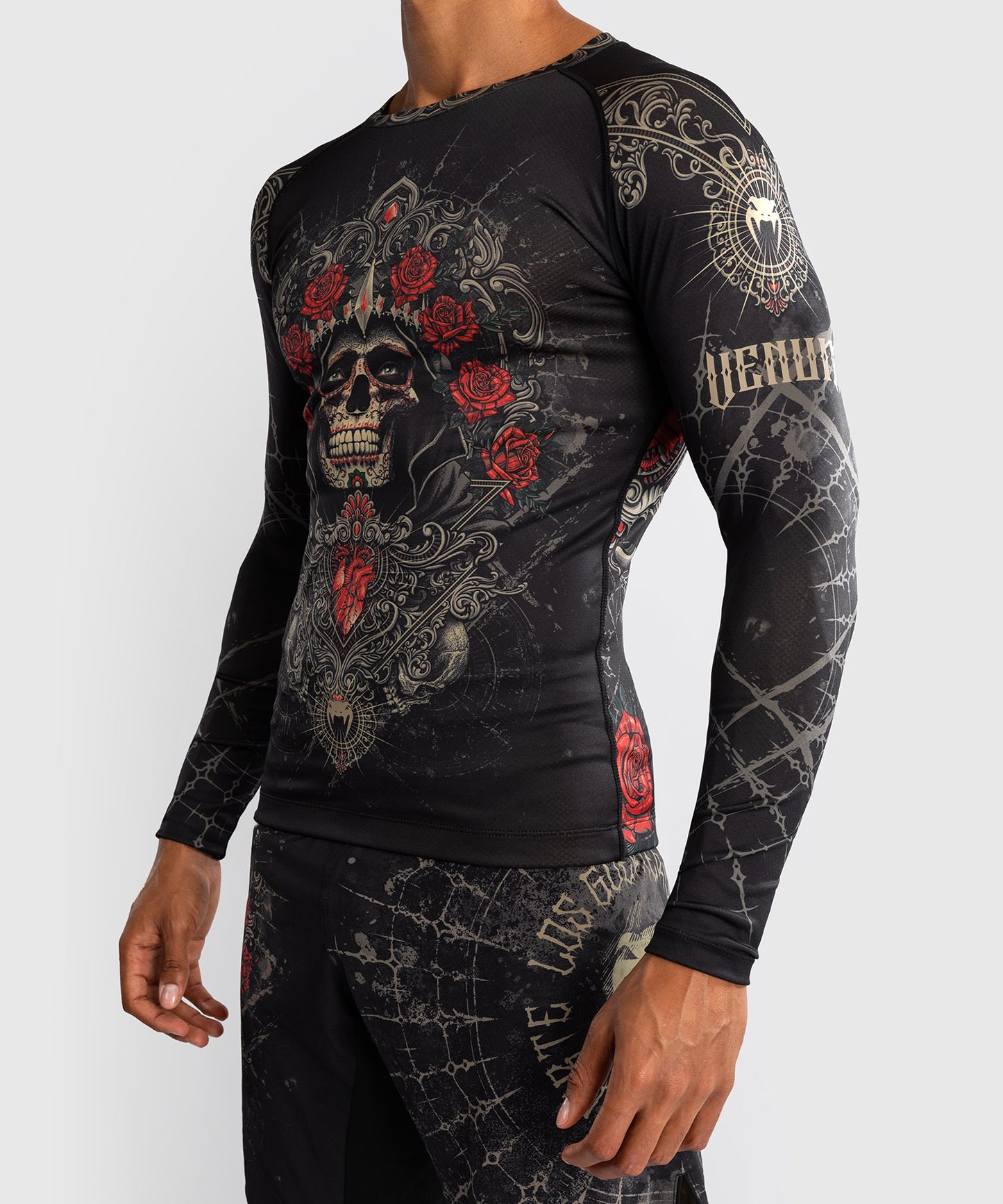 Venum Santa Muerte 5.0 Herren Langarm Rashguard - Tiefes Schwarz/Gold