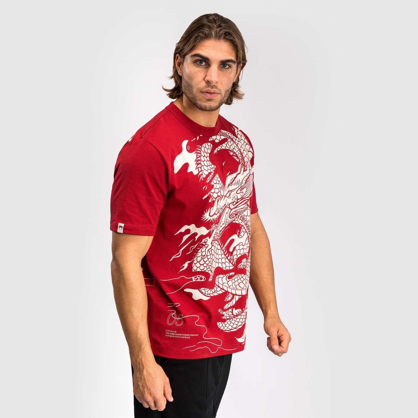 Venum Dragon’s Flight Herren T-Shirt - Kirschrot/Cremeweiß