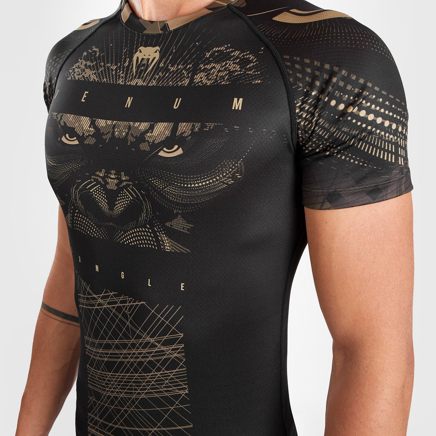 Venum Gorilla Jungle Rashguard Kurzarm - Schwarz/Sand